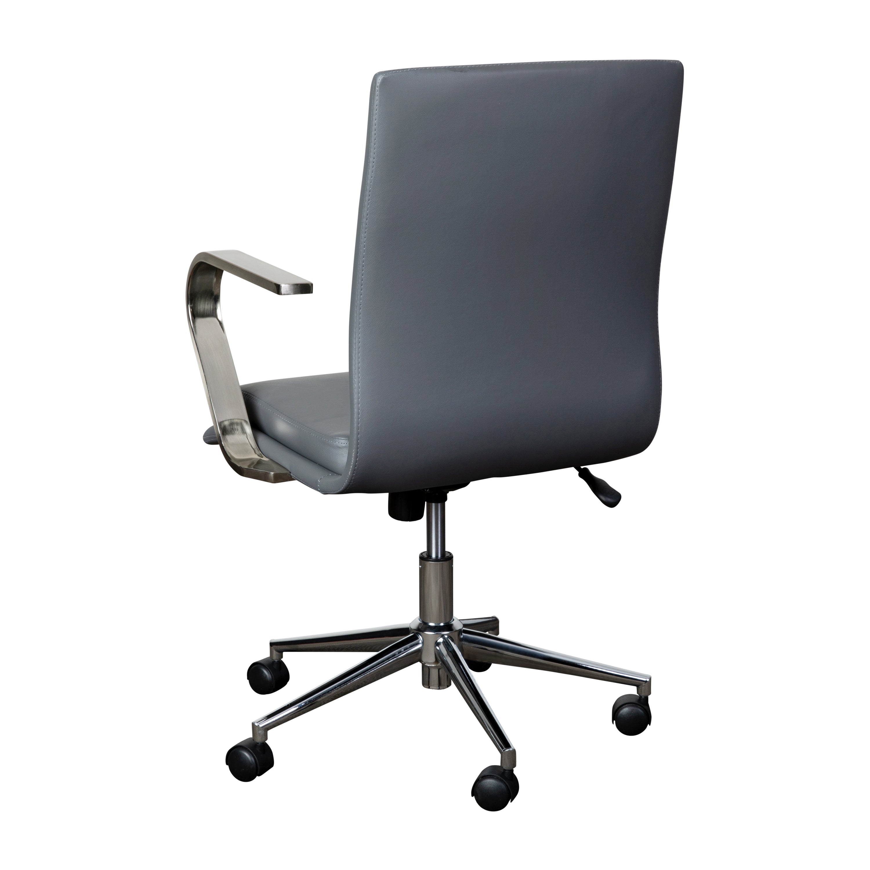 James Mid-Back Designer Executive Upholstered Office Chair with Brushed Metal Base and Arms