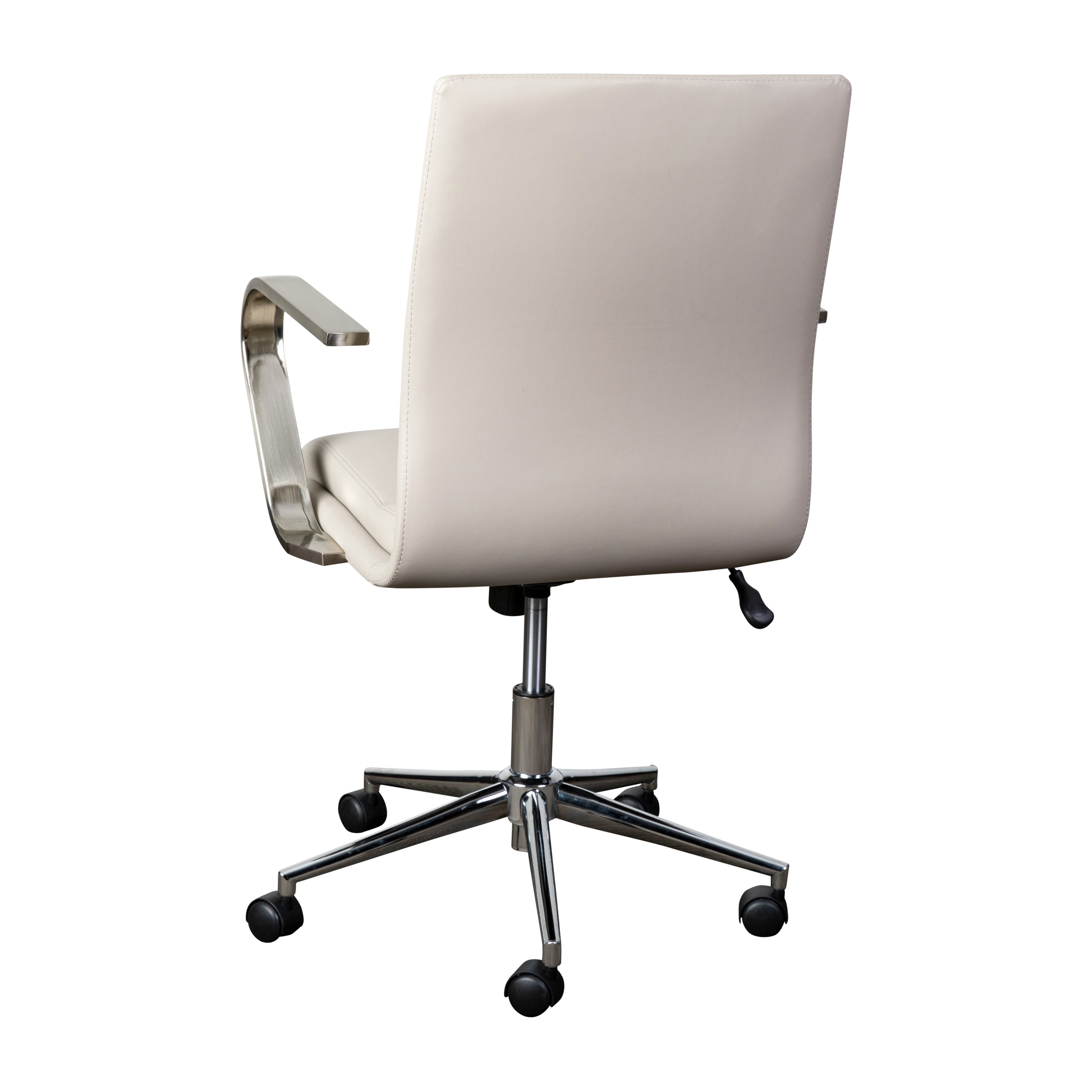 James Mid-Back Designer Executive Upholstered Office Chair with Brushed Metal Base and Arms