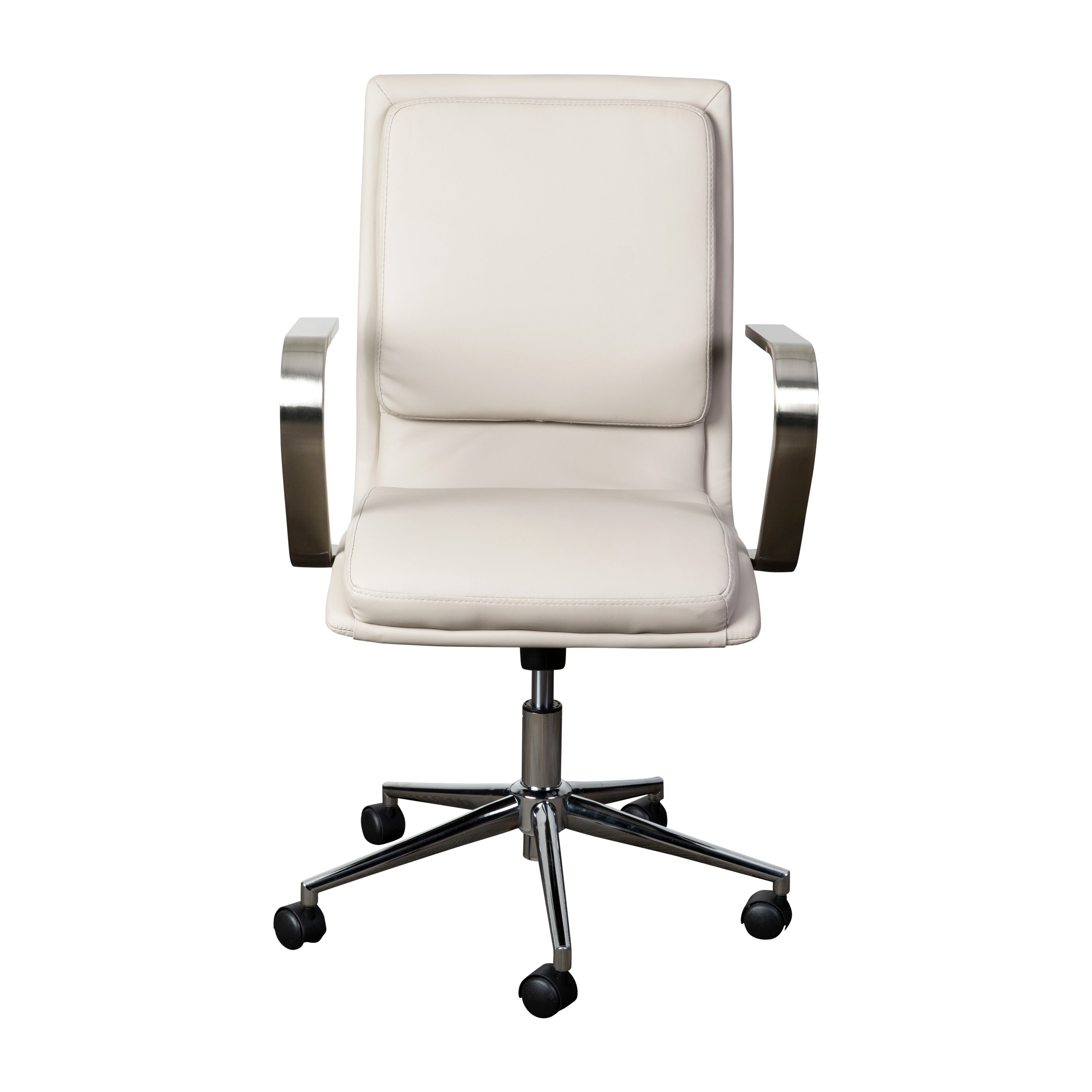 James Mid-Back Designer Executive Upholstered Office Chair with Brushed Metal Base and Arms-Executive Office Chair-Flash Furniture-Wall2Wall Furnishings