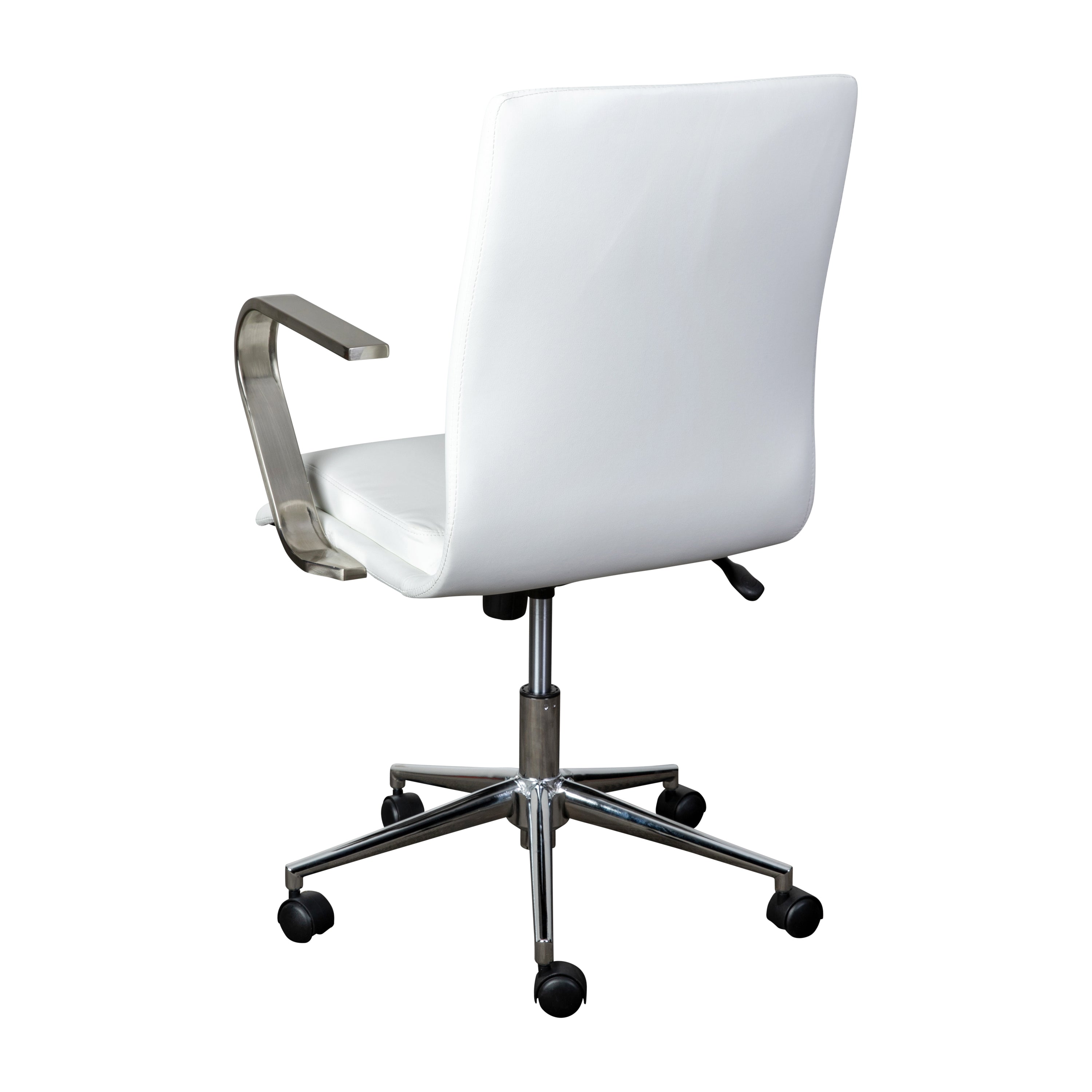 James Mid-Back Designer Executive Upholstered Office Chair with Brushed Metal Base and Arms