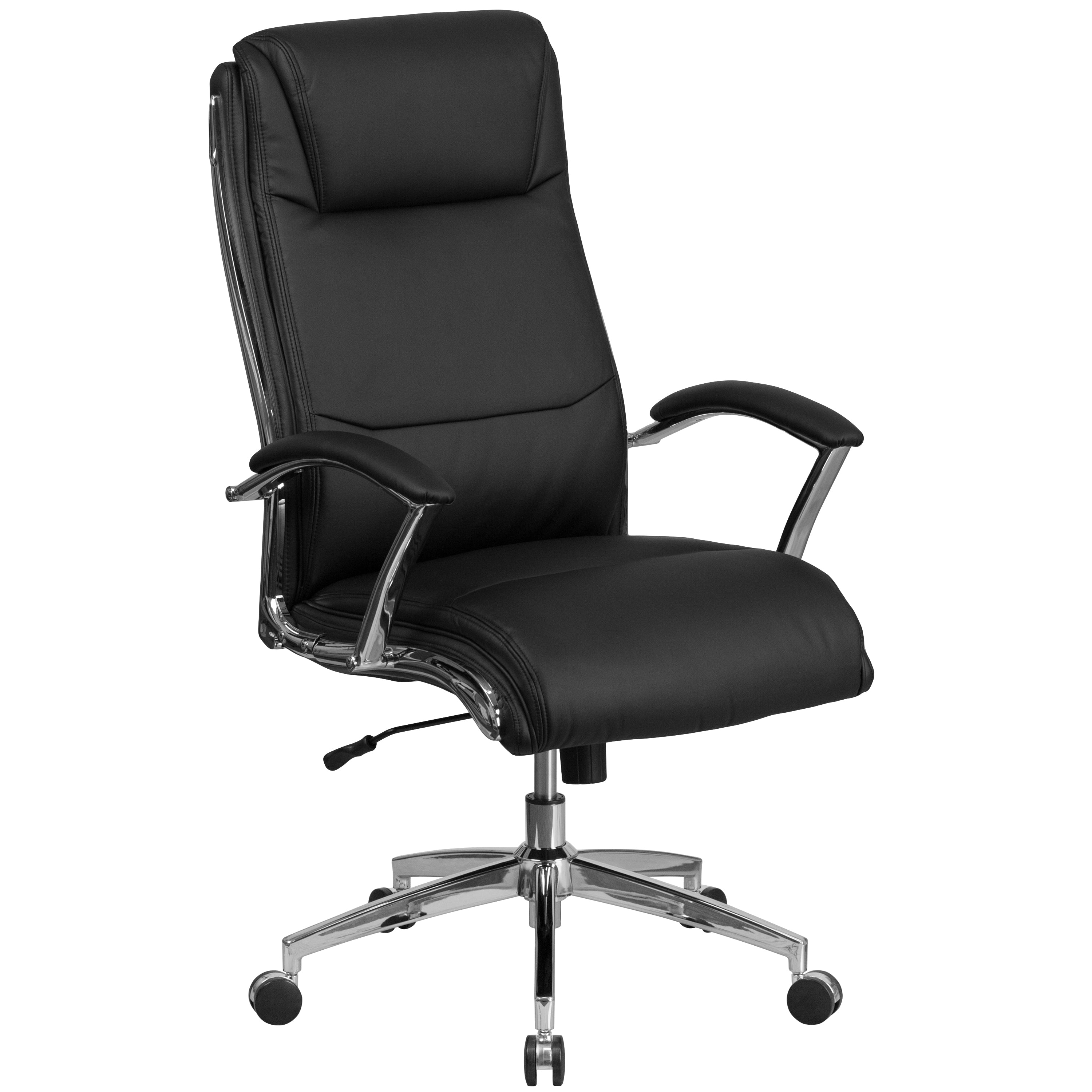 High Back Designer Smooth Upholstered Executive Swivel Office Chair with Chrome Base and Arms-Office Chair-Flash Furniture-Wall2Wall Furnishings