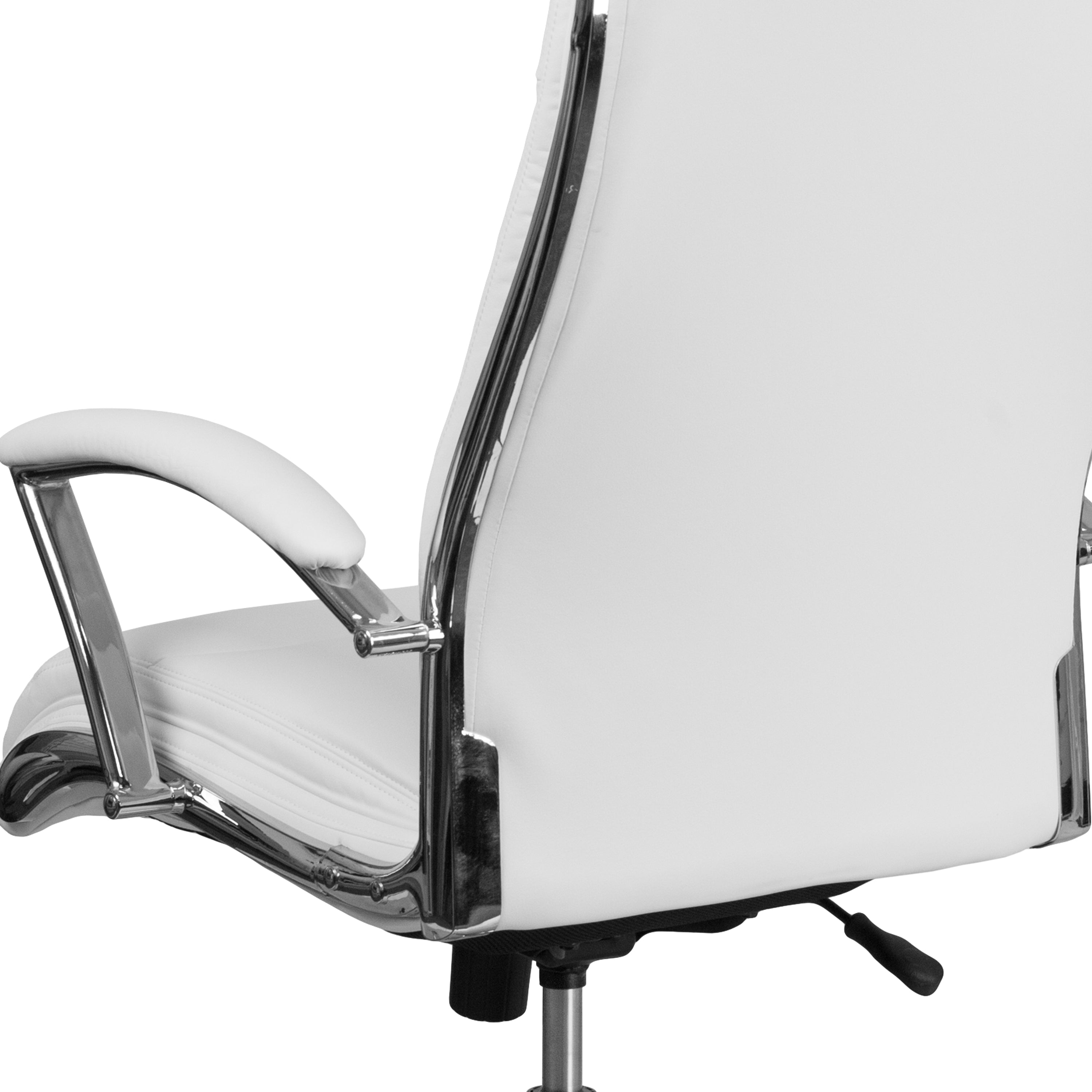 High Back Designer Smooth Upholstered Executive Swivel Office Chair with Chrome Base and Arms