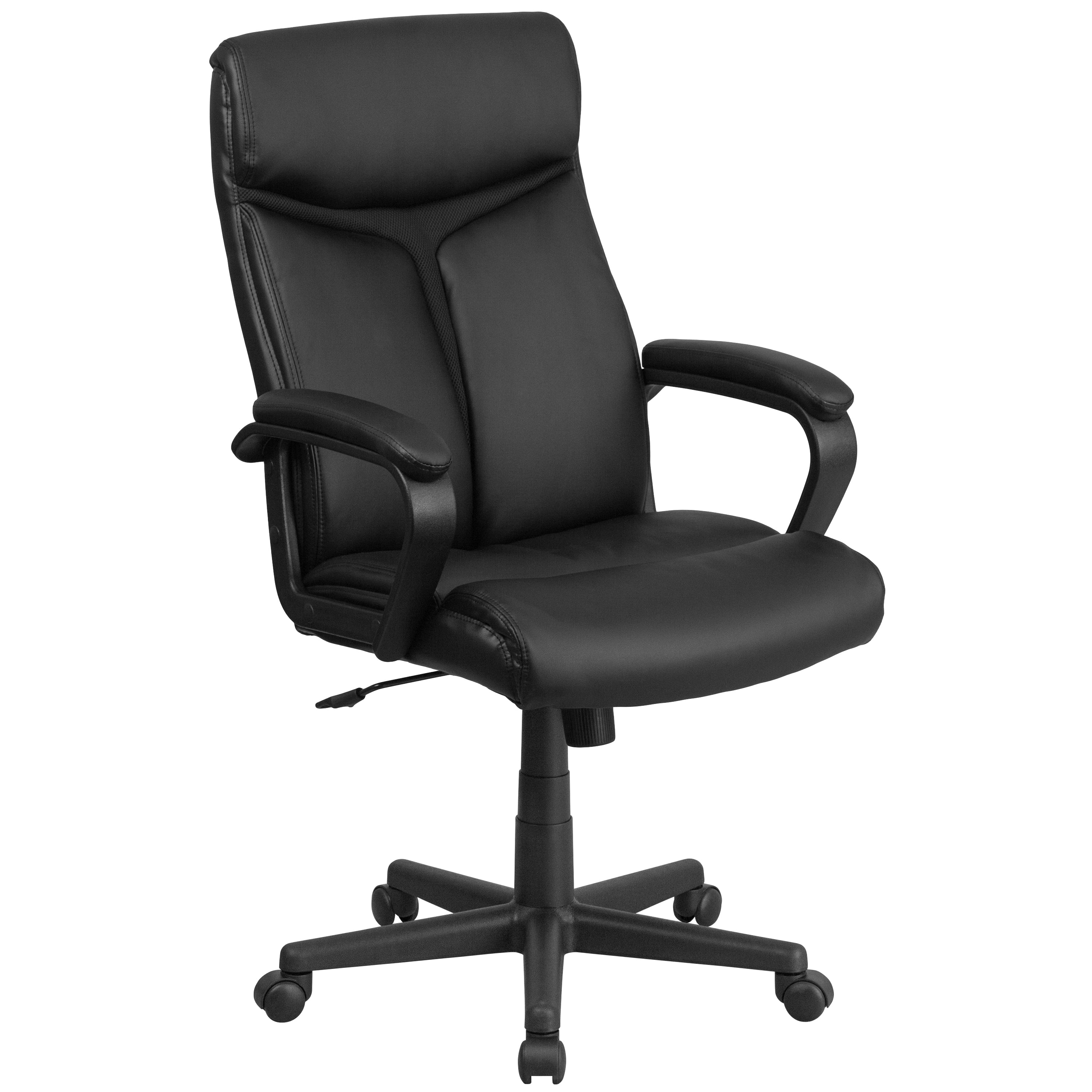 High Back LeatherSoft Executive Swivel Office Chair with Slight Mesh Accent and Arms-Office Chair-Flash Furniture-Wall2Wall Furnishings