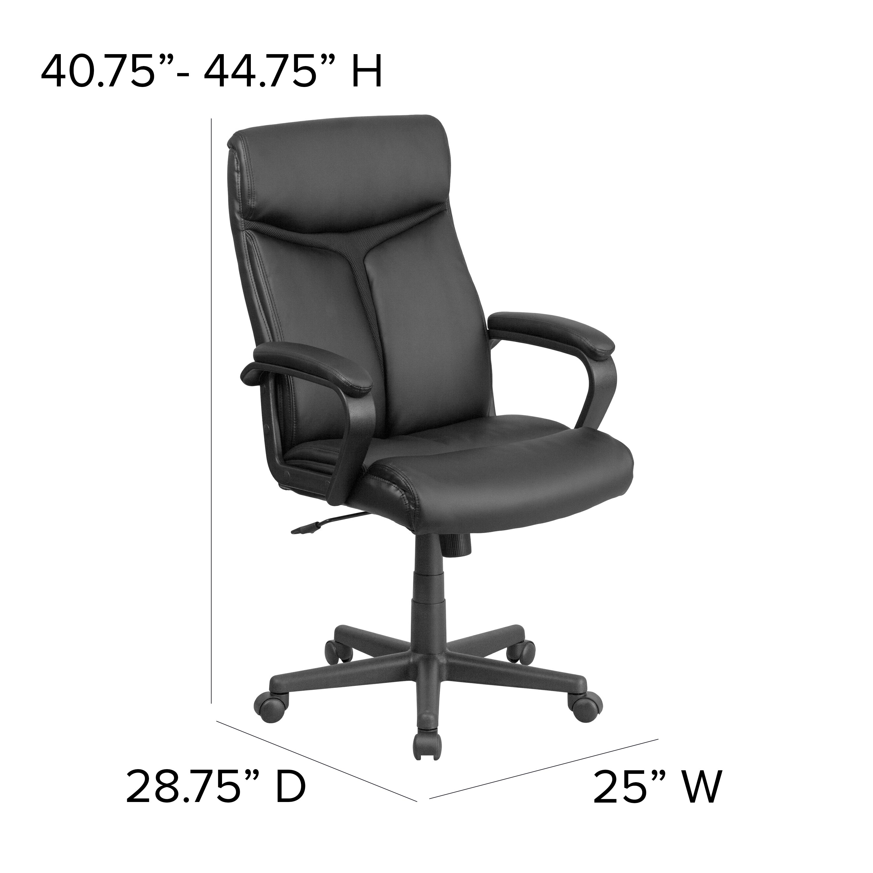 High Back LeatherSoft Executive Swivel Office Chair with Slight Mesh Accent and Arms
