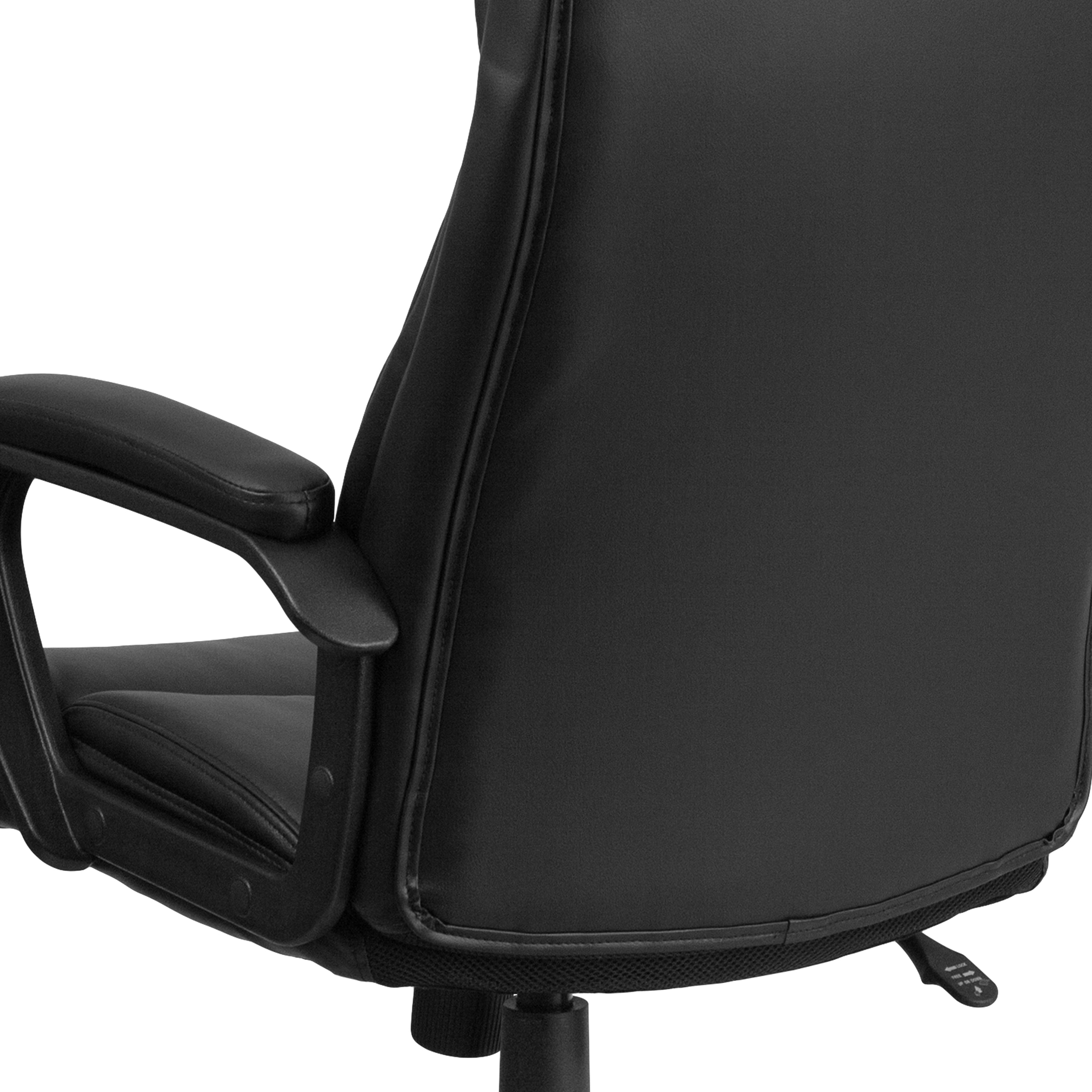 High Back LeatherSoft Executive Swivel Office Chair with Slight Mesh Accent and Arms