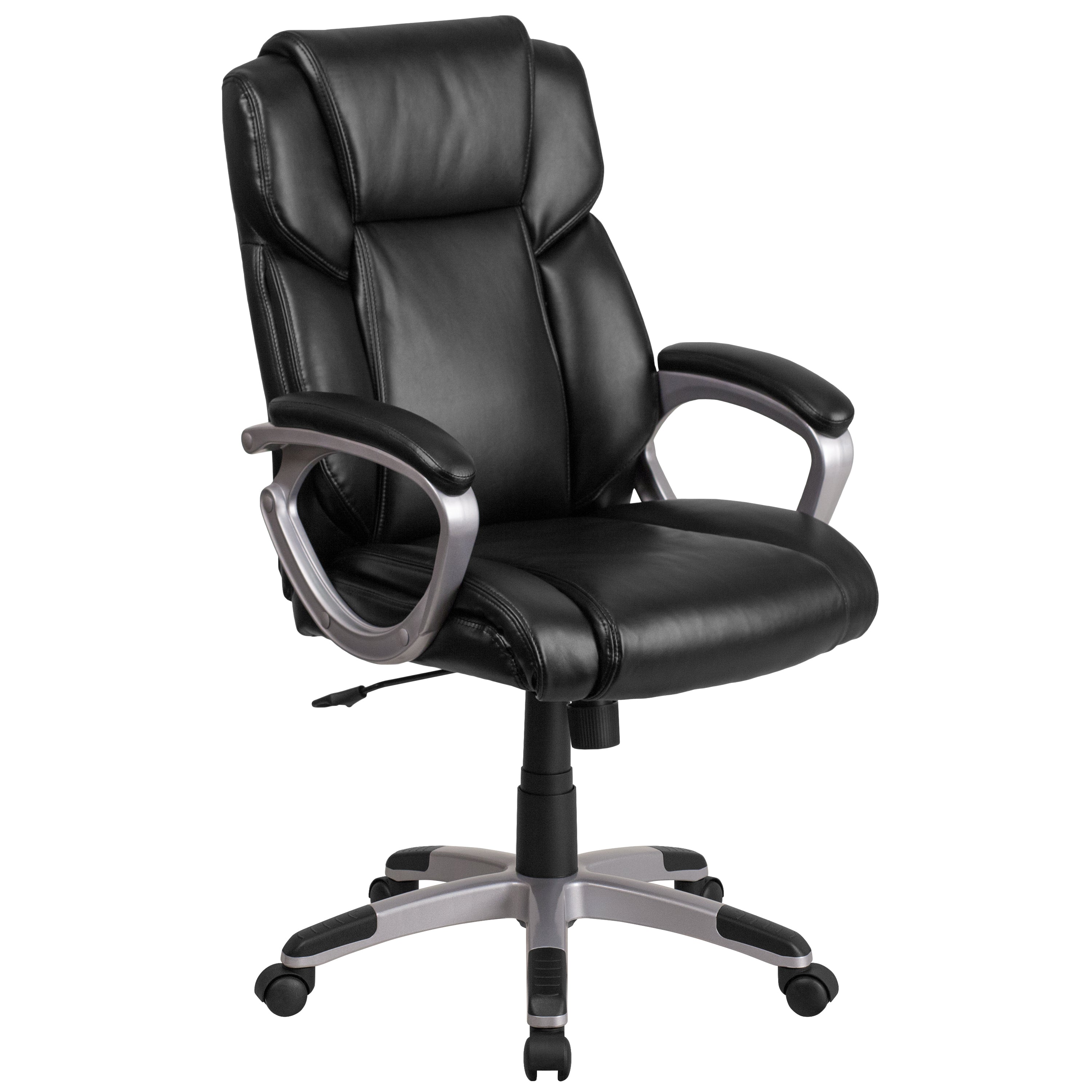 Mid-Back LeatherSoftSoft Executive Swivel Office Chair with Padded Arms-Office Chair-Flash Furniture-Wall2Wall Furnishings