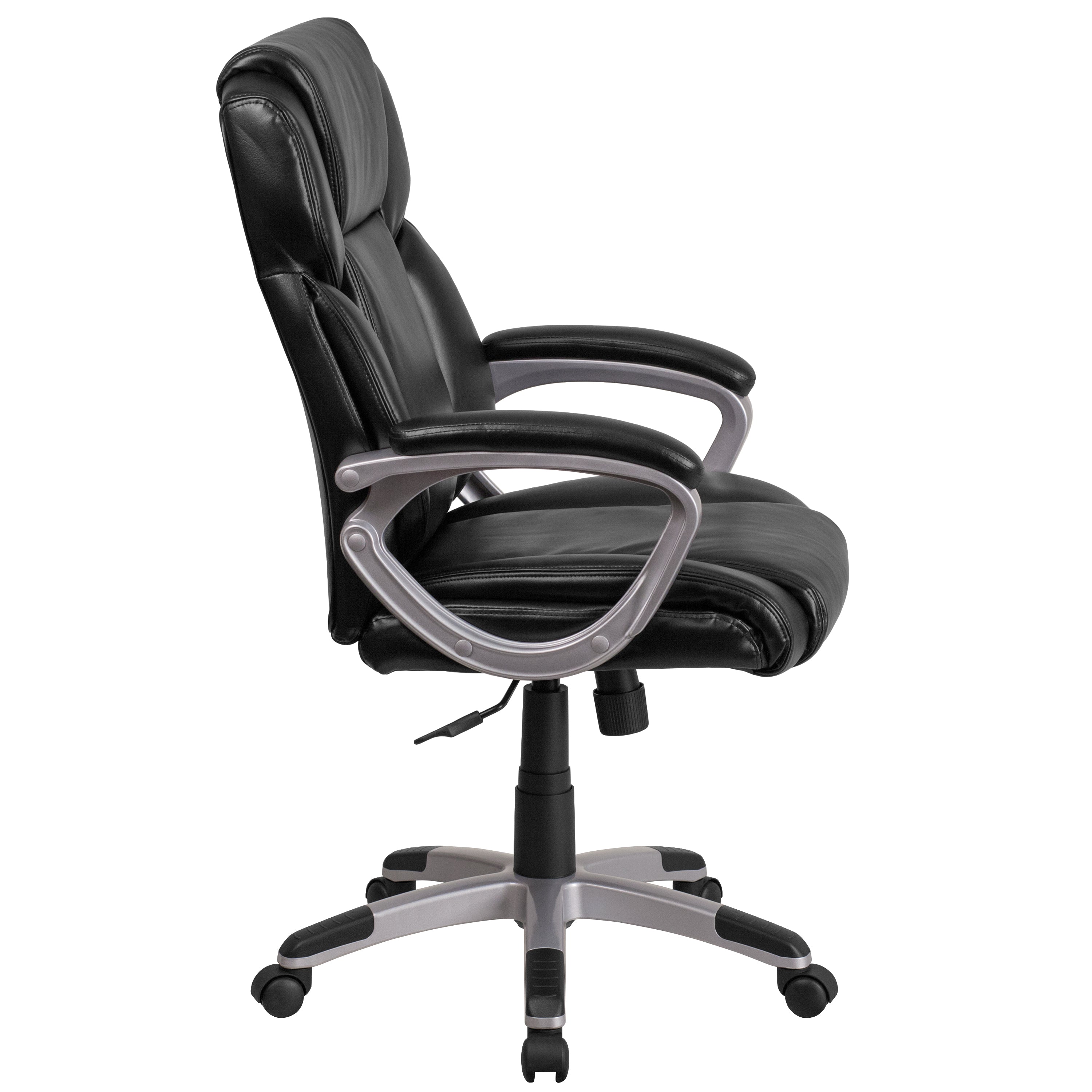 Mid-Back LeatherSoftSoft Executive Swivel Office Chair with Padded Arms