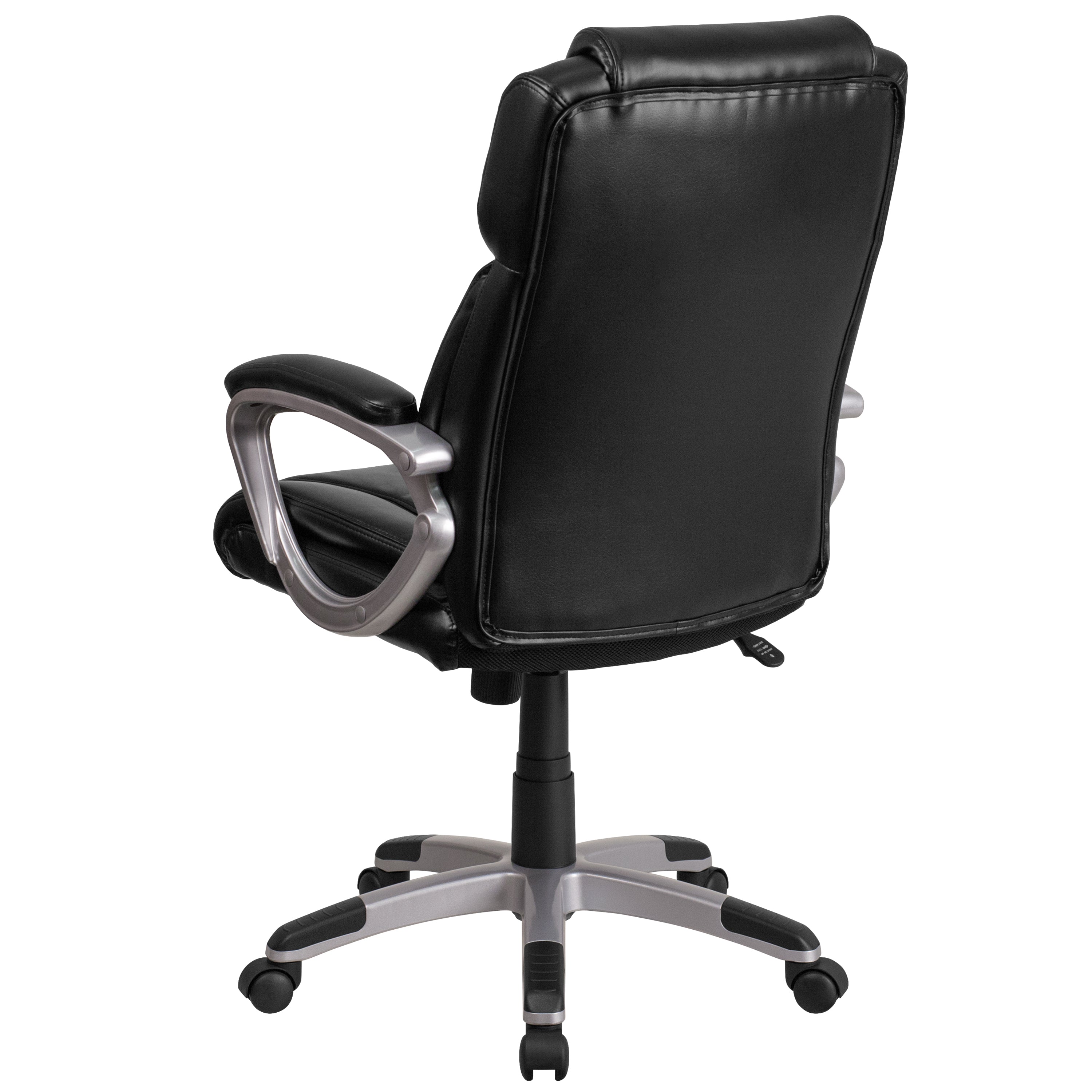 Mid-Back LeatherSoftSoft Executive Swivel Office Chair with Padded Arms