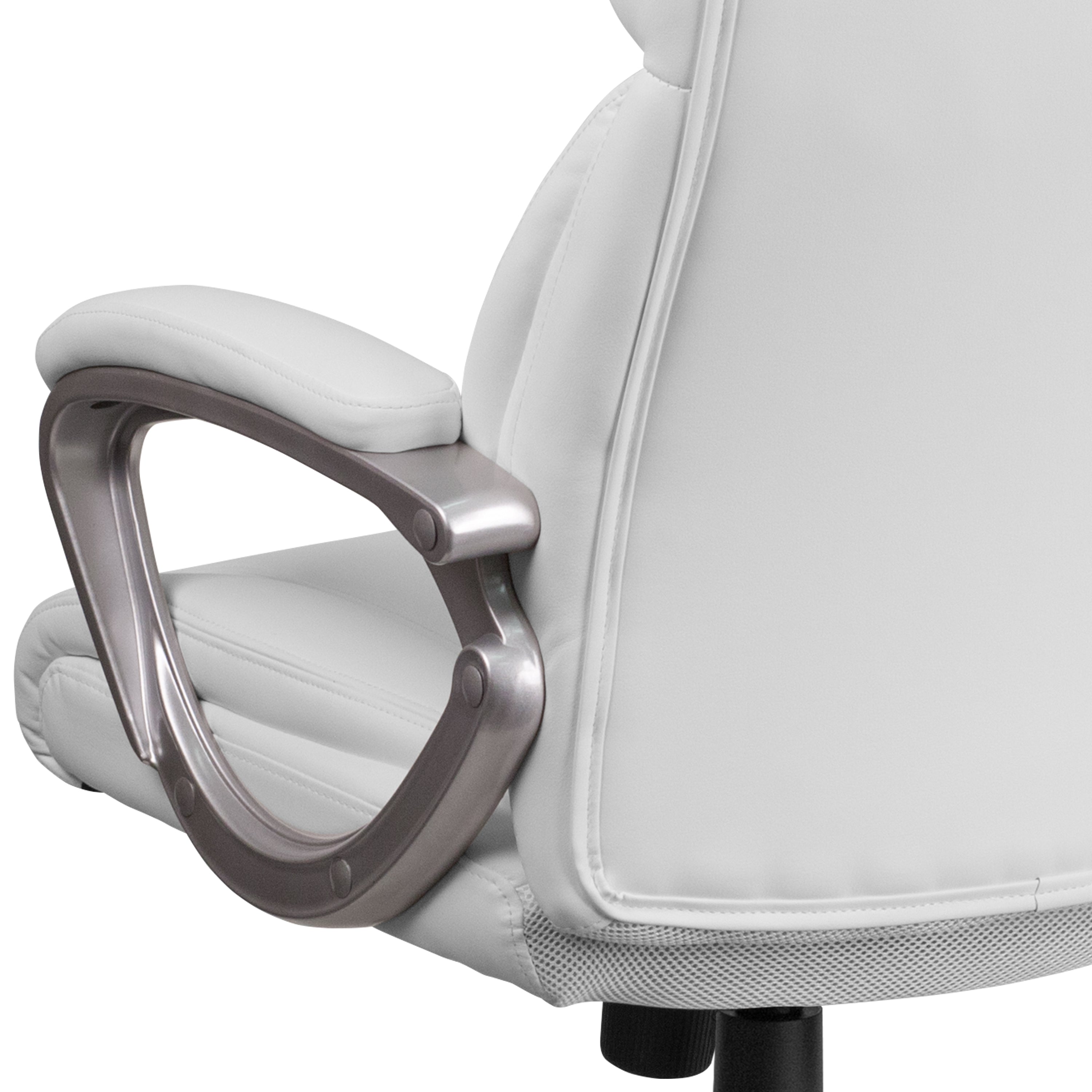 Mid-Back LeatherSoftSoft Executive Swivel Office Chair with Padded Arms