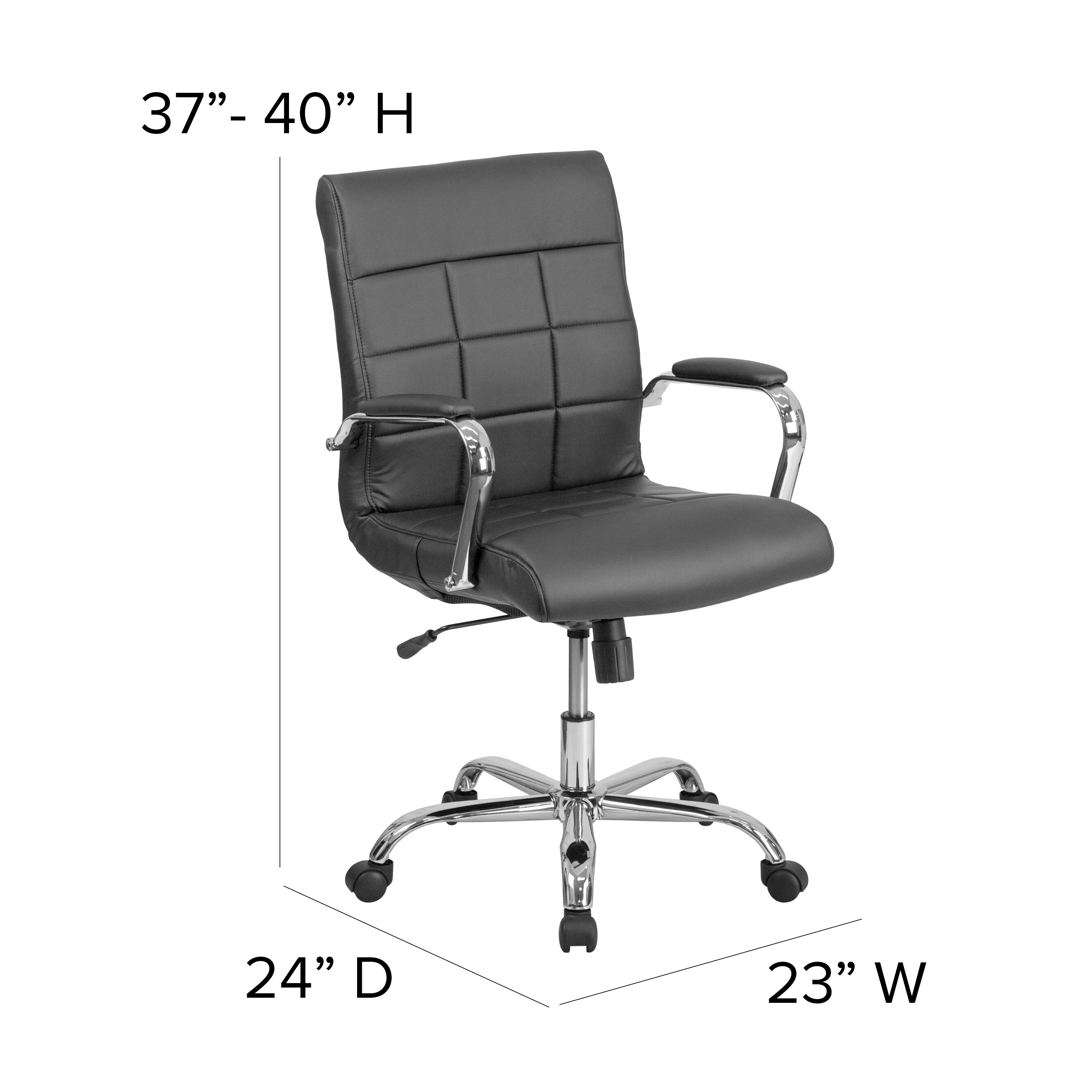Mid-Back Vinyl Executive Swivel Office Chair with Chrome Base and Arms
