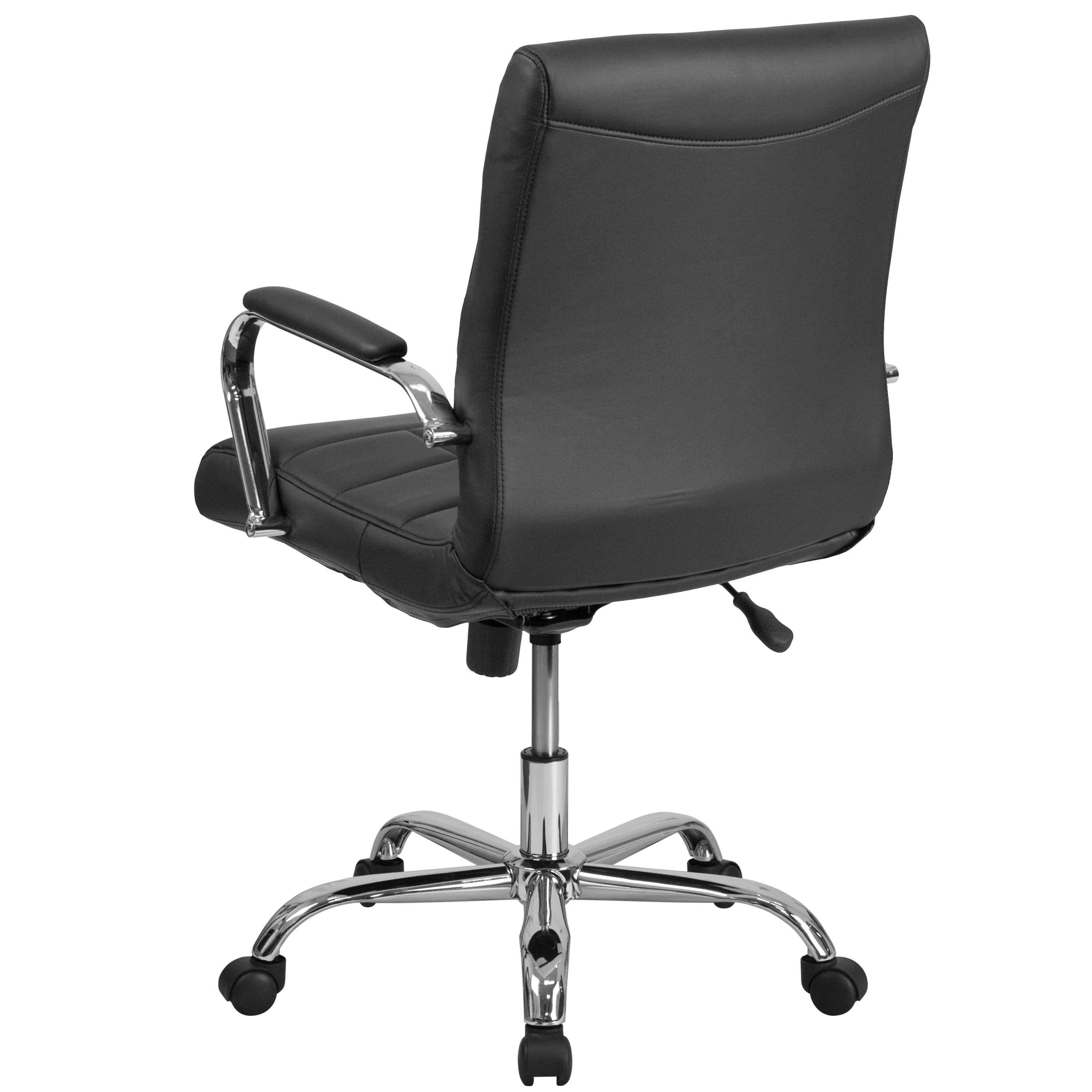 Mid-Back Vinyl Executive Swivel Office Chair with Chrome Base and Arms