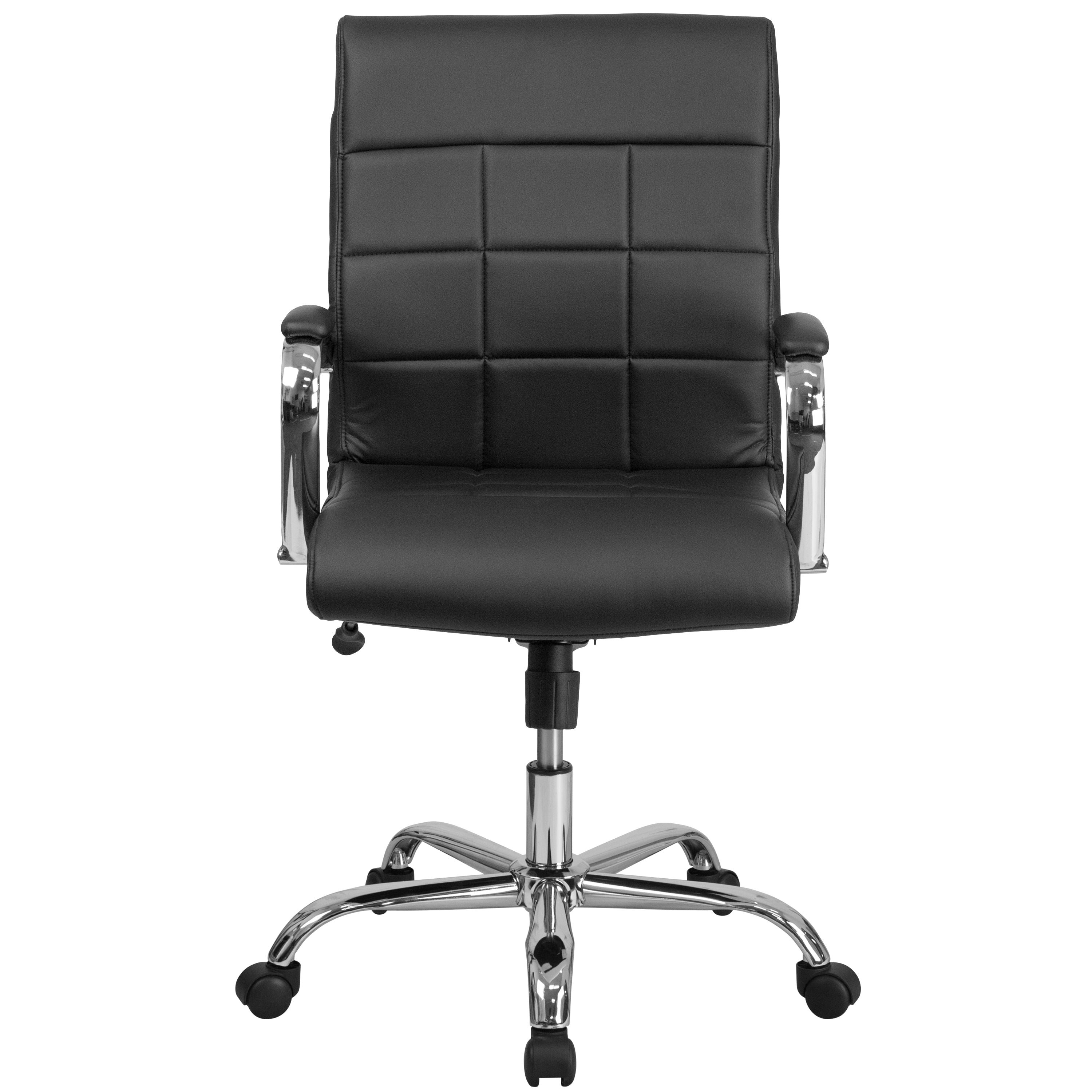 Mid-Back Vinyl Executive Swivel Office Chair with Chrome Base and Arms