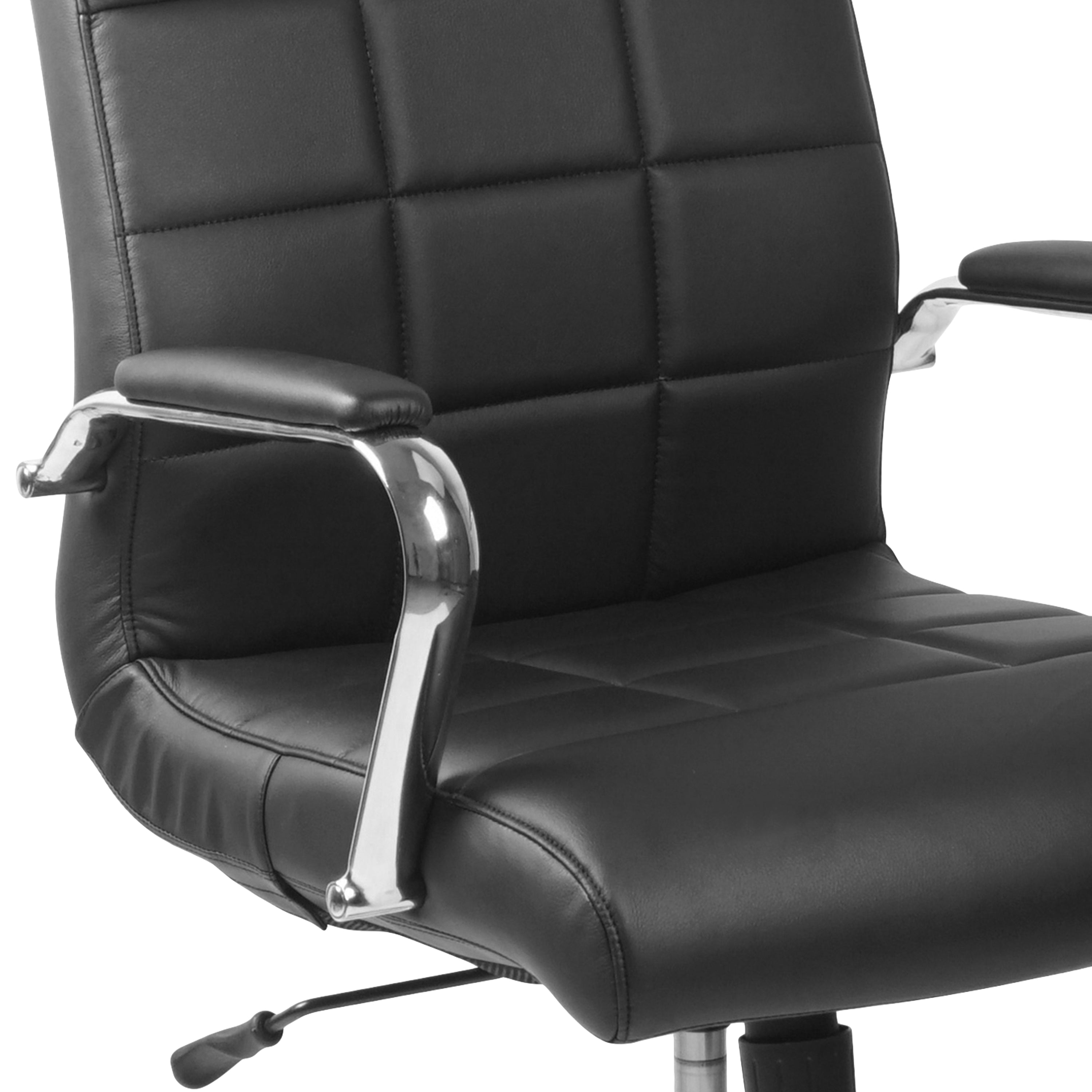 Mid-Back Vinyl Executive Swivel Office Chair with Chrome Base and Arms