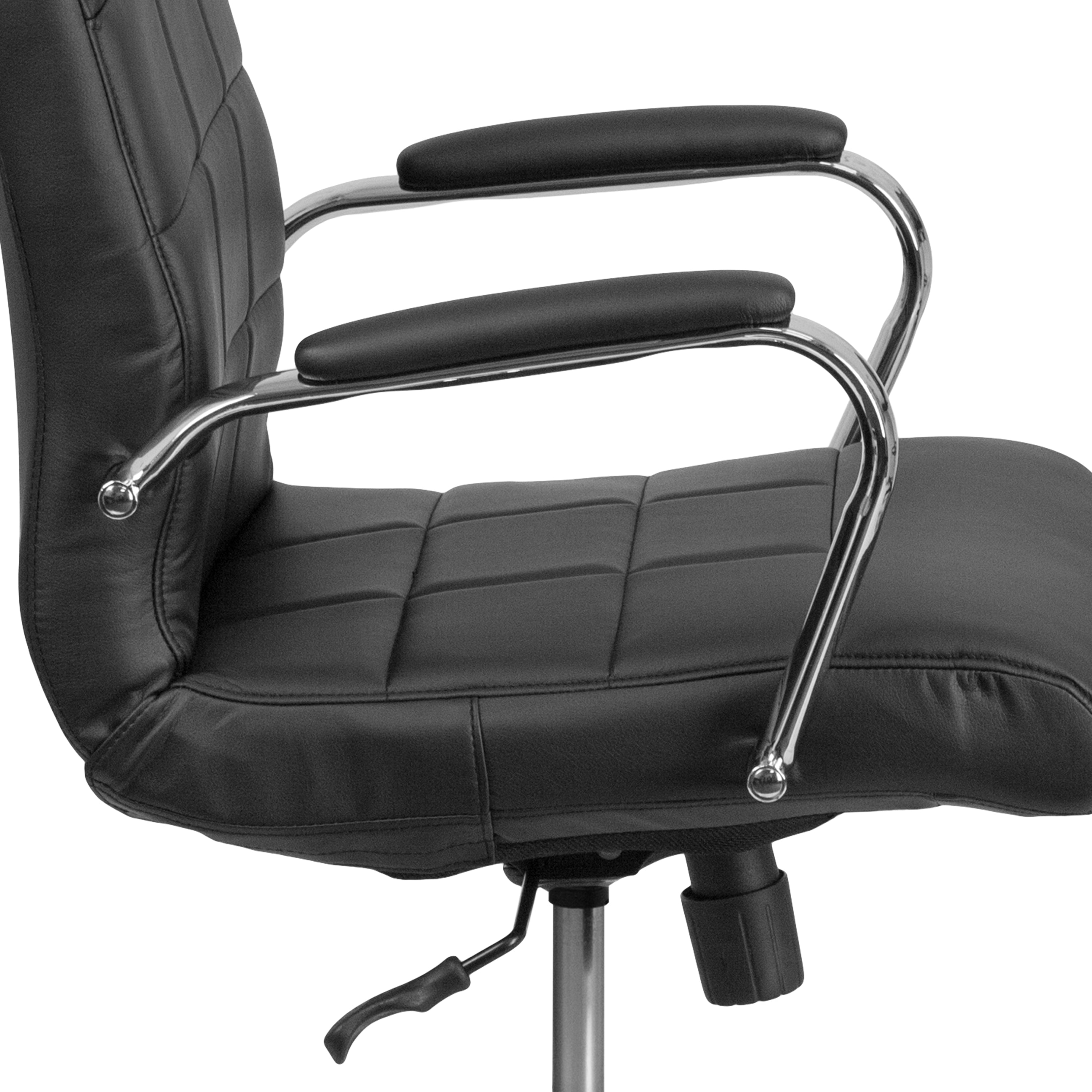 Mid-Back Vinyl Executive Swivel Office Chair with Chrome Base and Arms