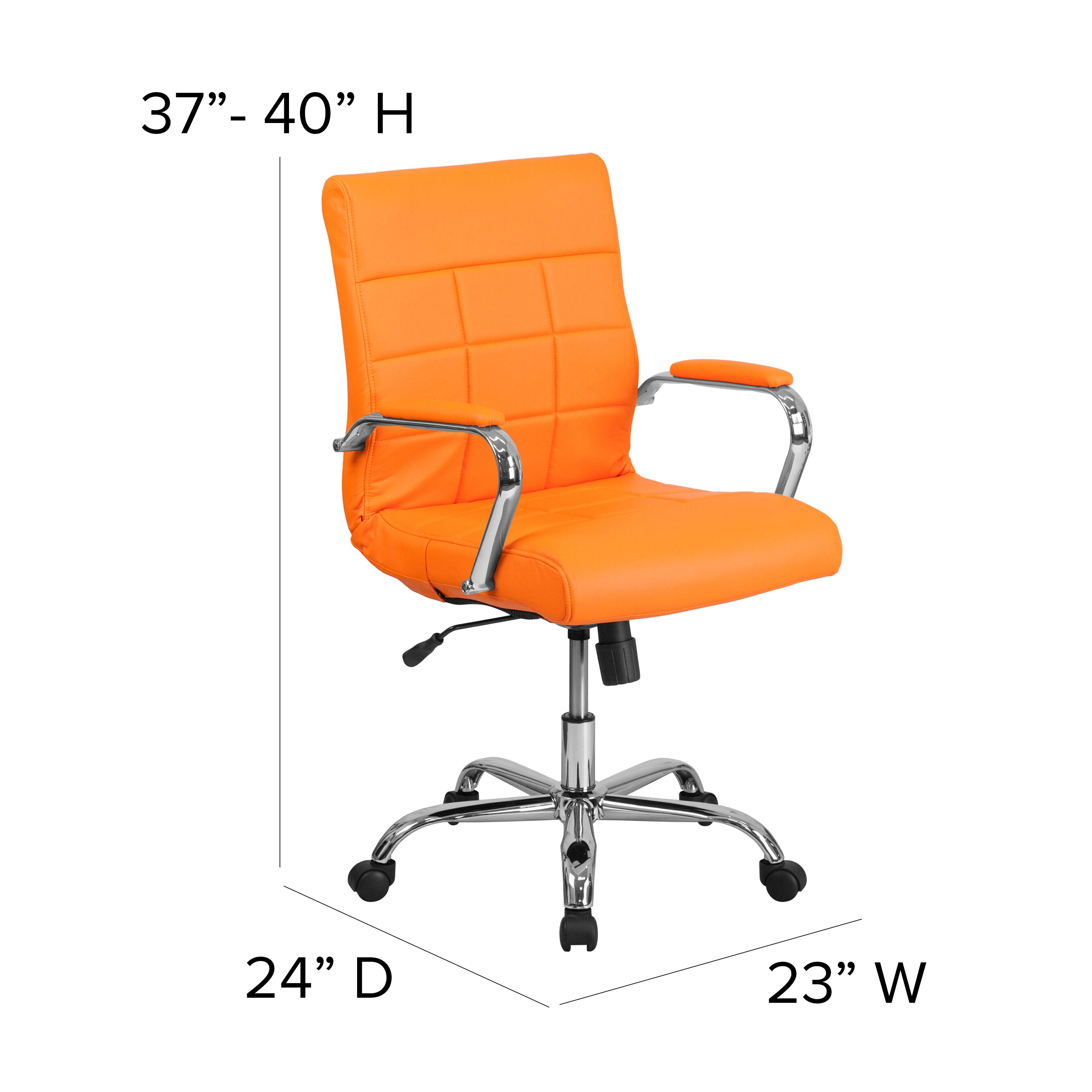 Mid-Back Vinyl Executive Swivel Office Chair with Chrome Base and Arms