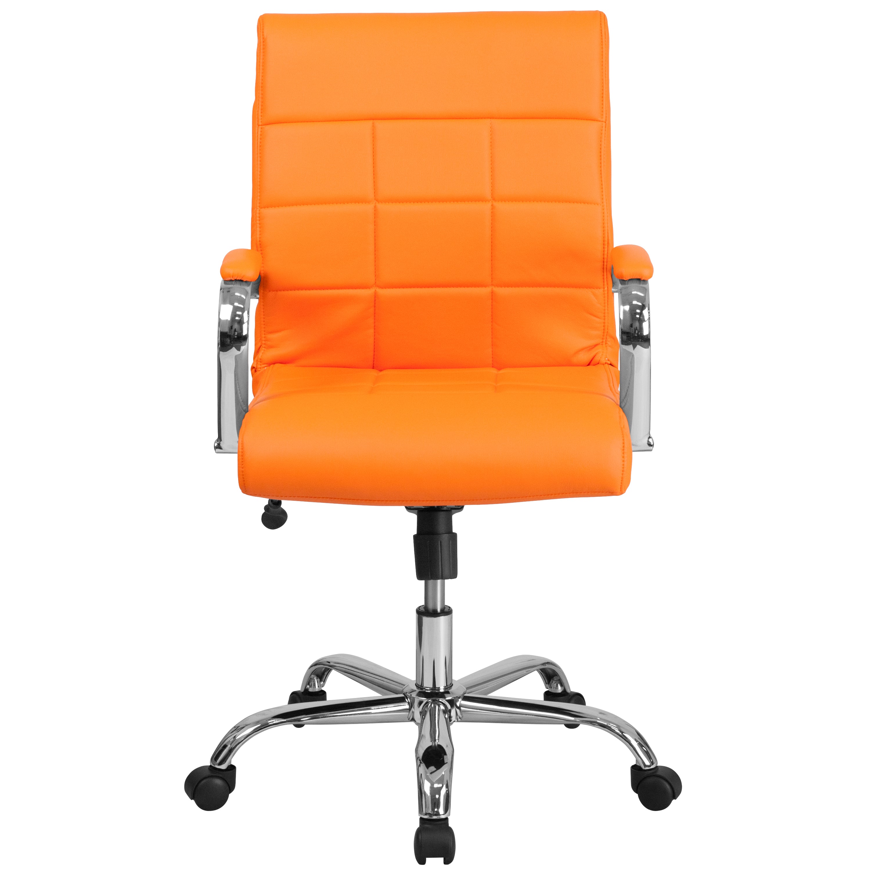Mid-Back Vinyl Executive Swivel Office Chair with Chrome Base and Arms