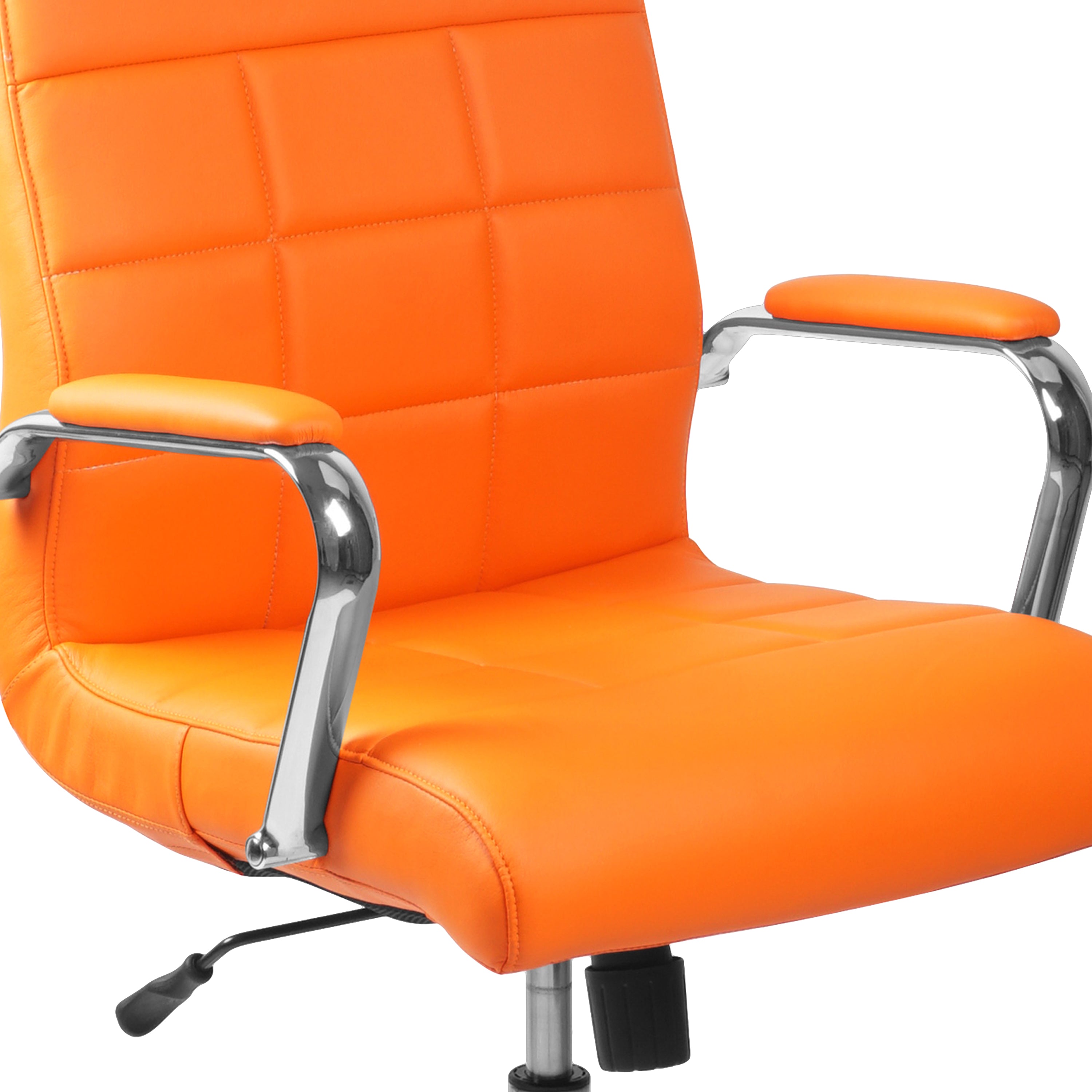 Mid-Back Vinyl Executive Swivel Office Chair with Chrome Base and Arms