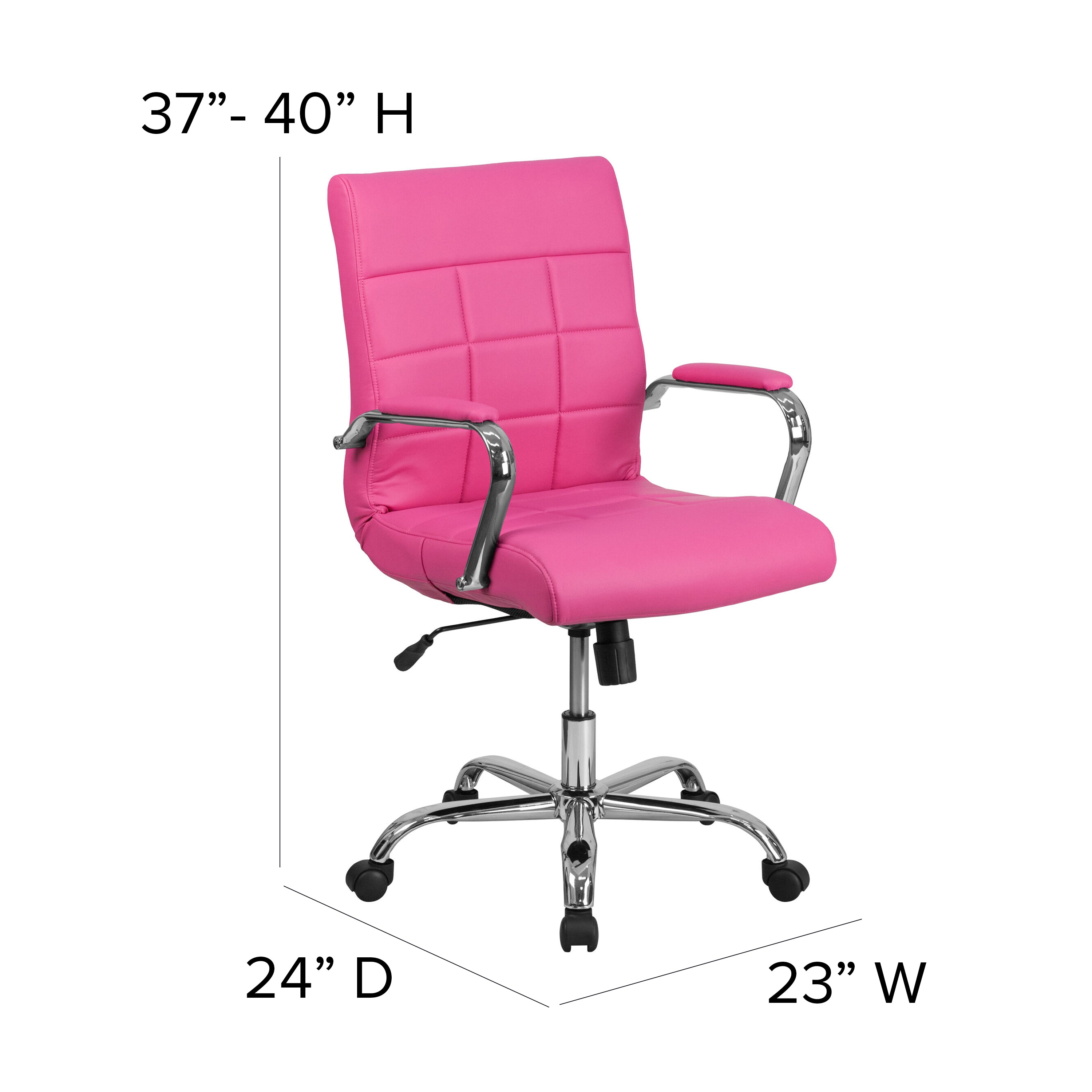 Mid-Back Vinyl Executive Swivel Office Chair with Chrome Base and Arms