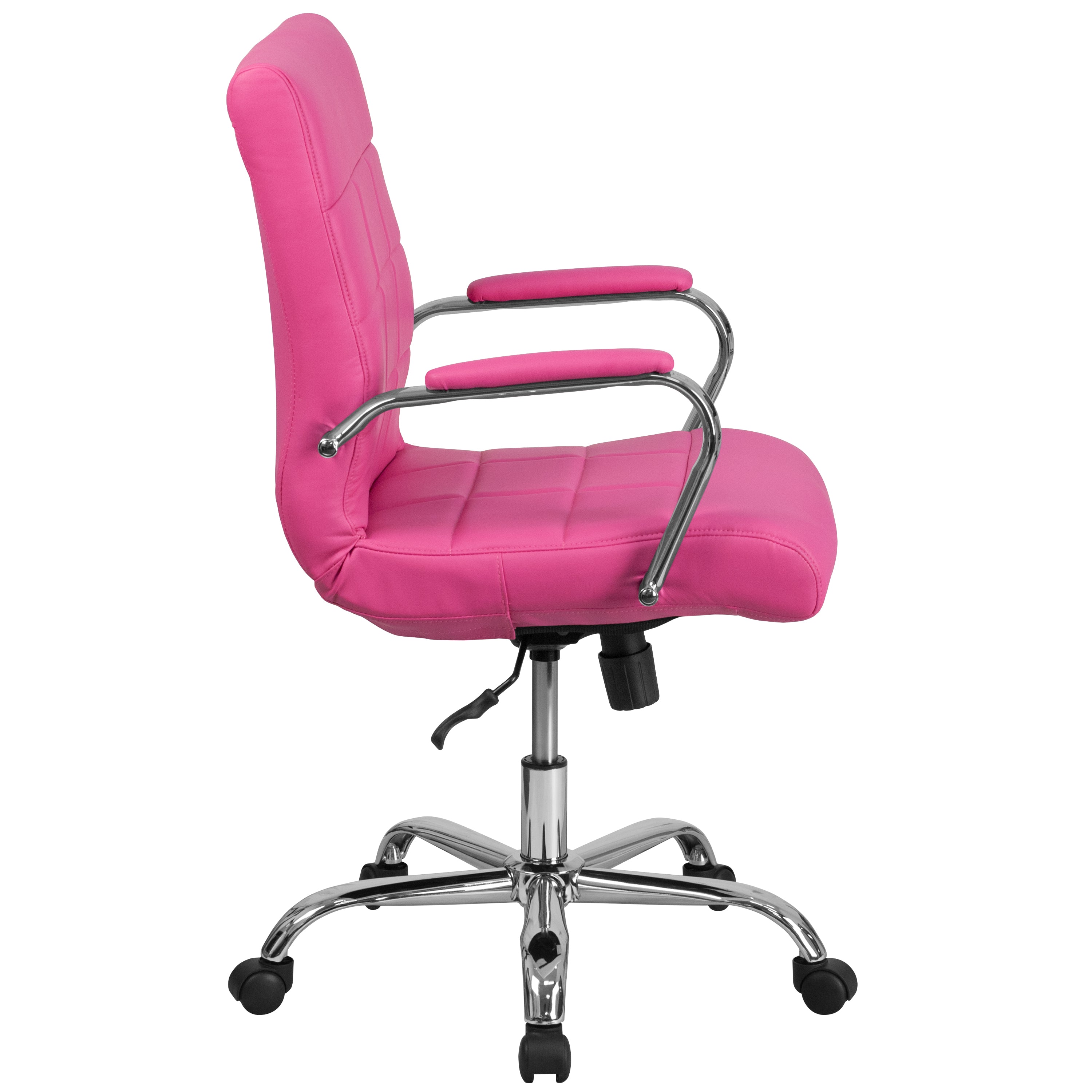 Mid-Back Vinyl Executive Swivel Office Chair with Chrome Base and Arms