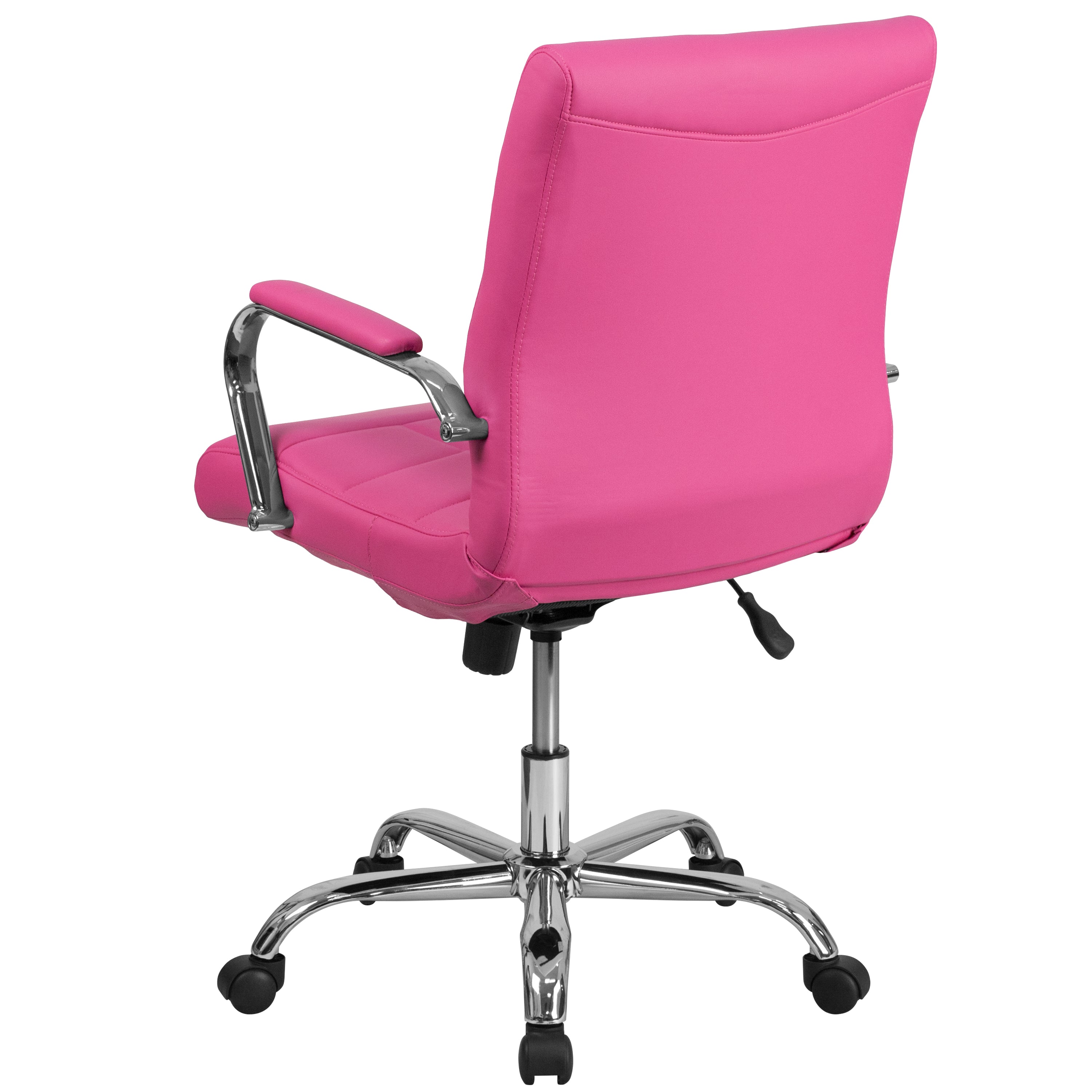 Mid-Back Vinyl Executive Swivel Office Chair with Chrome Base and Arms