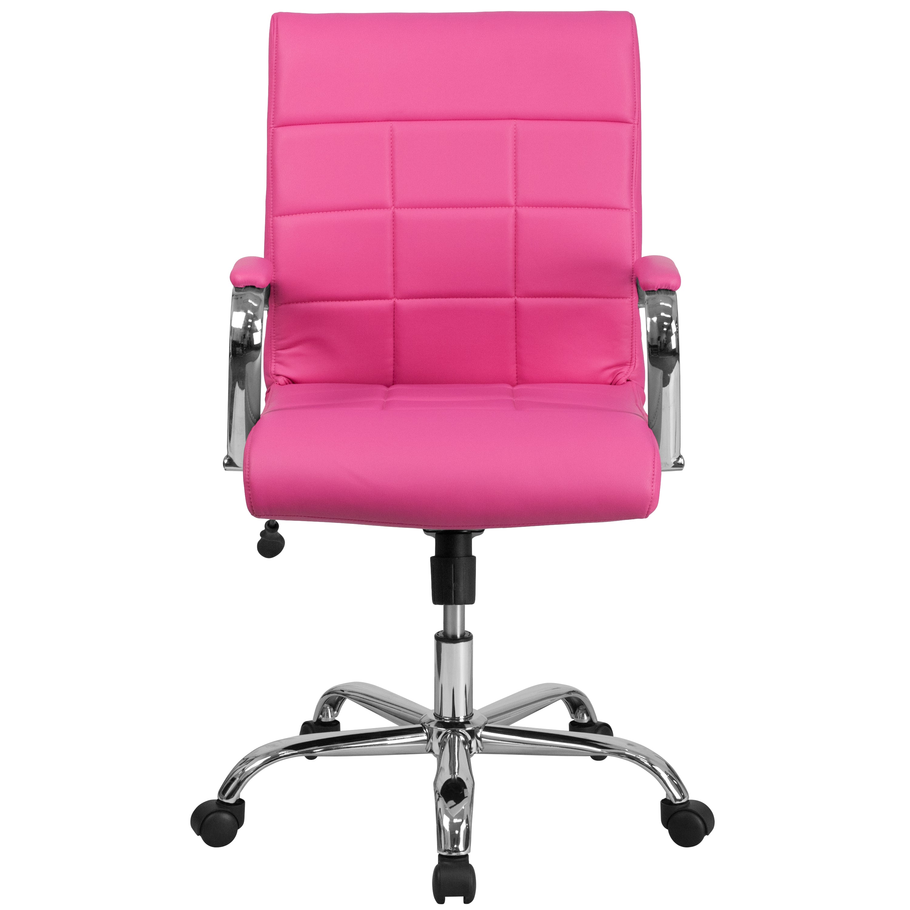 Mid-Back Vinyl Executive Swivel Office Chair with Chrome Base and Arms