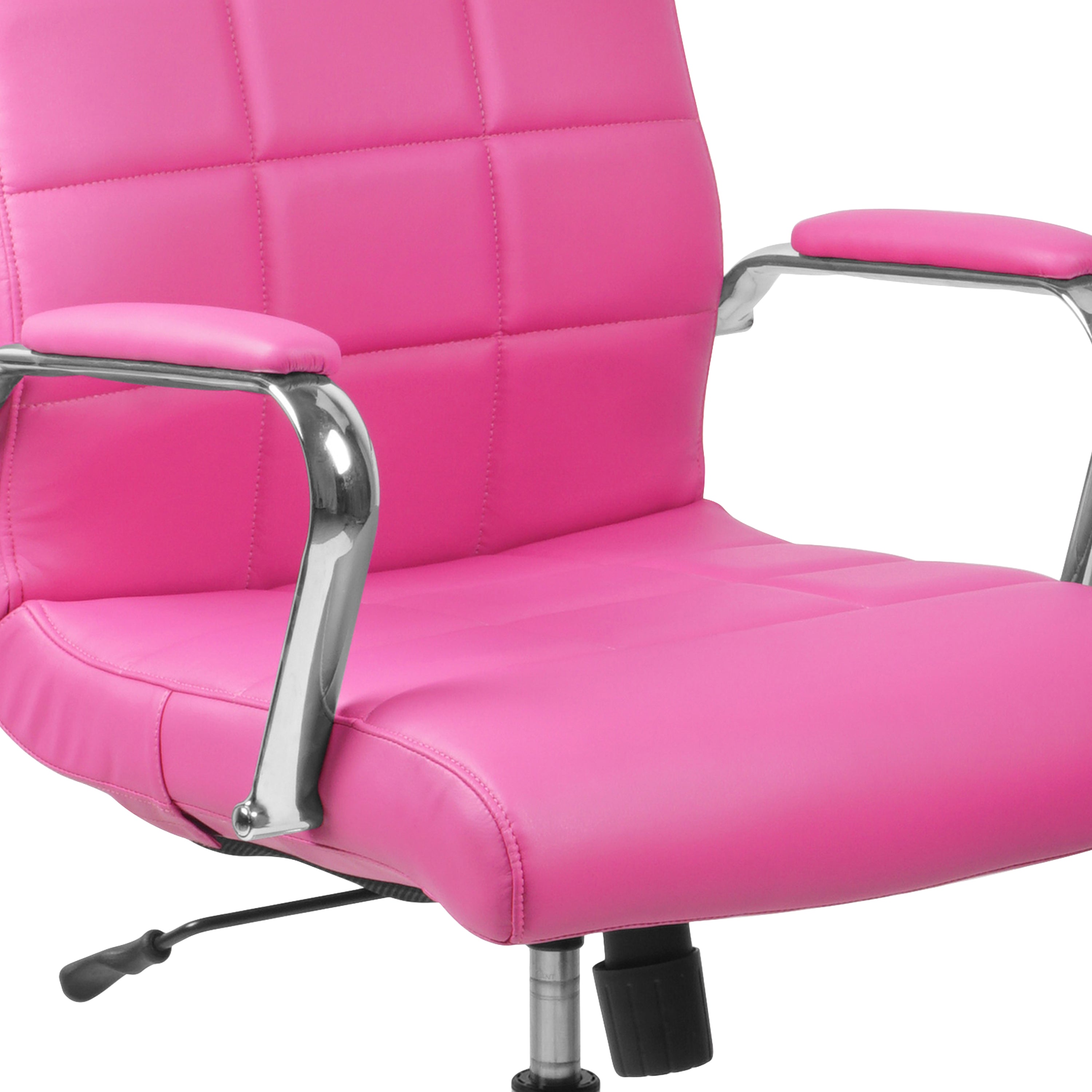 Mid-Back Vinyl Executive Swivel Office Chair with Chrome Base and Arms