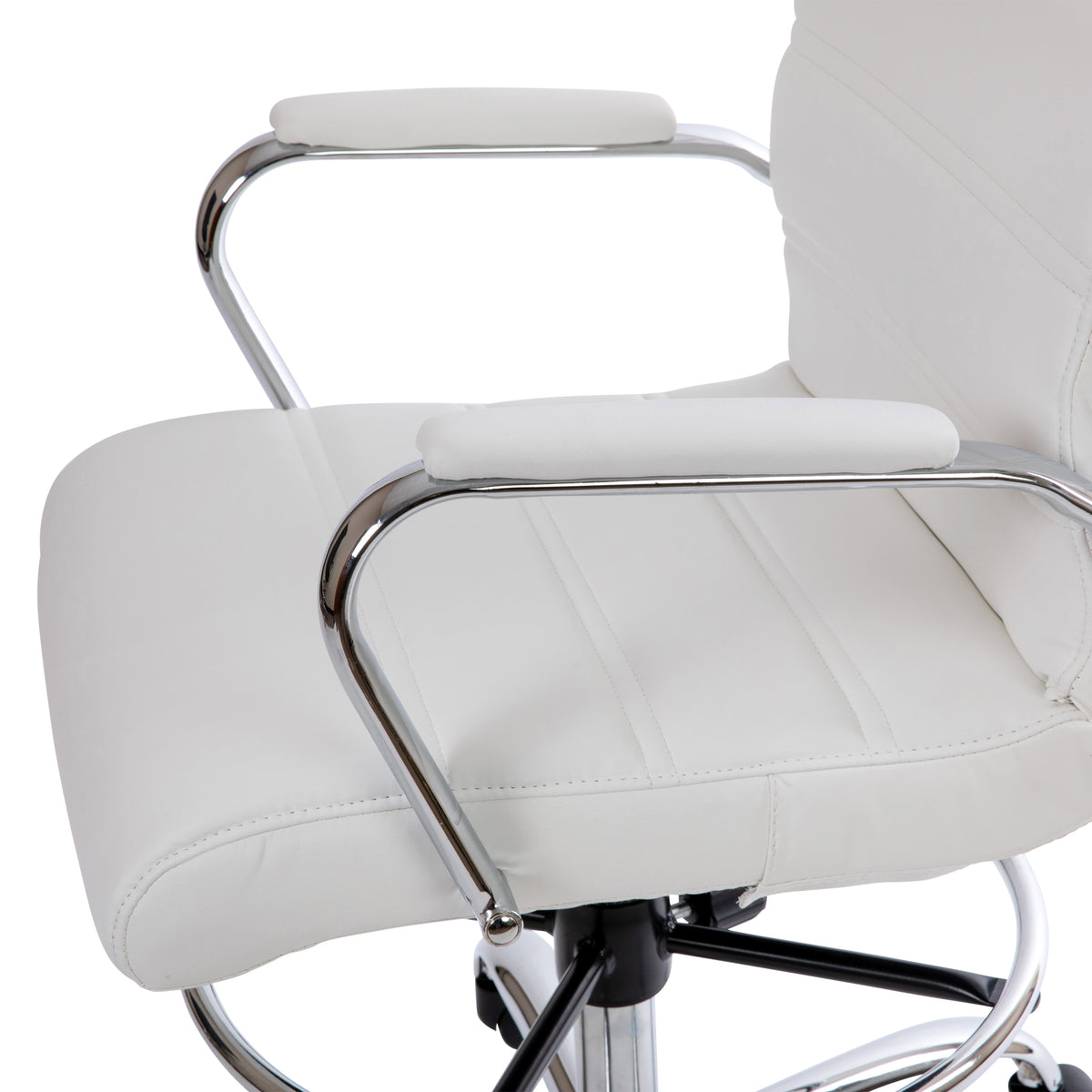 Mid-Back LeatherSoft Drafting Chair with Adjustable Foot Ring and Chrome Base
