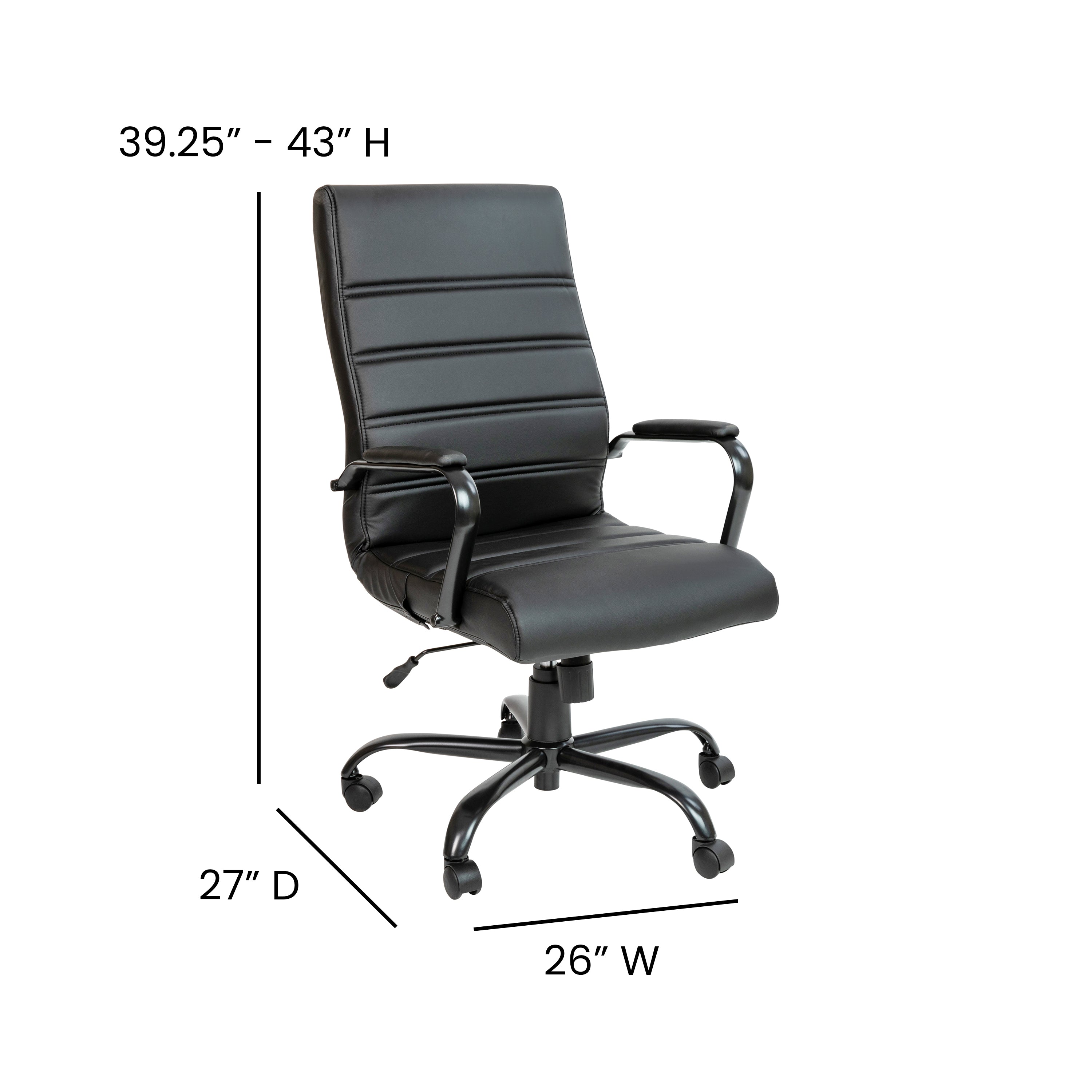 High Back Executive Swivel Office Chair with Metal Frame and Arms