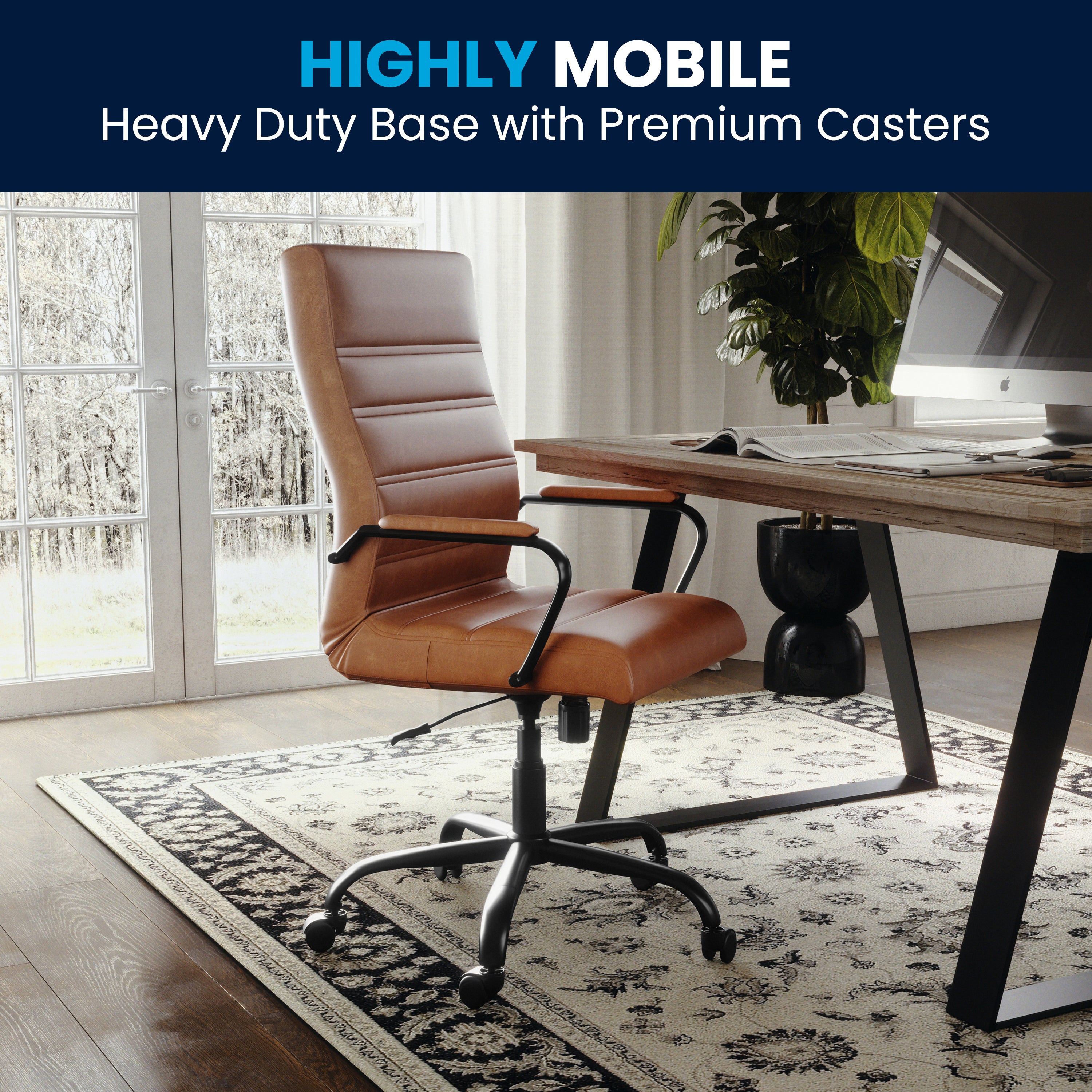 High Back Executive Swivel Office Chair with Metal Frame and Arms