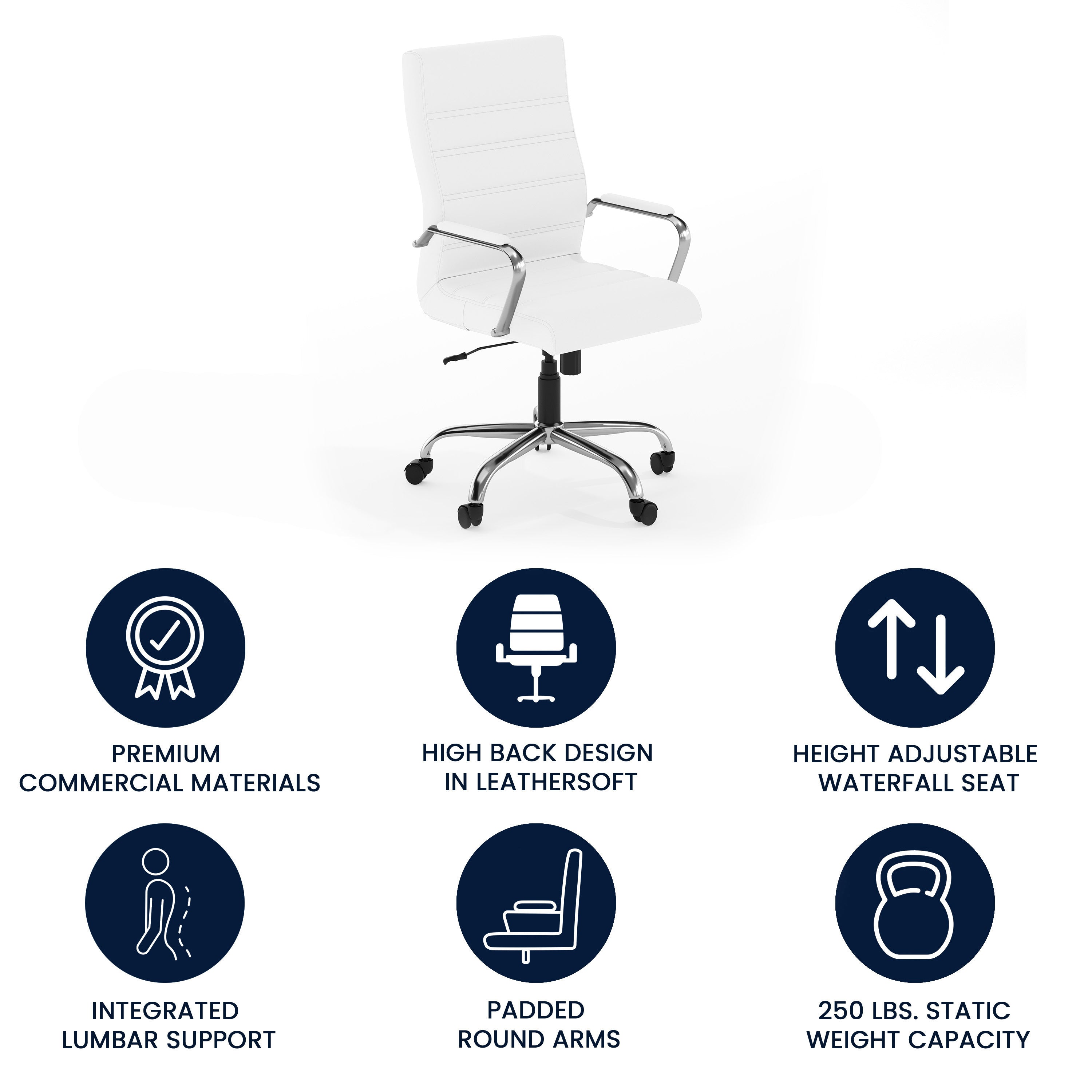 High Back Executive Swivel Office Chair with Metal Frame and Arms