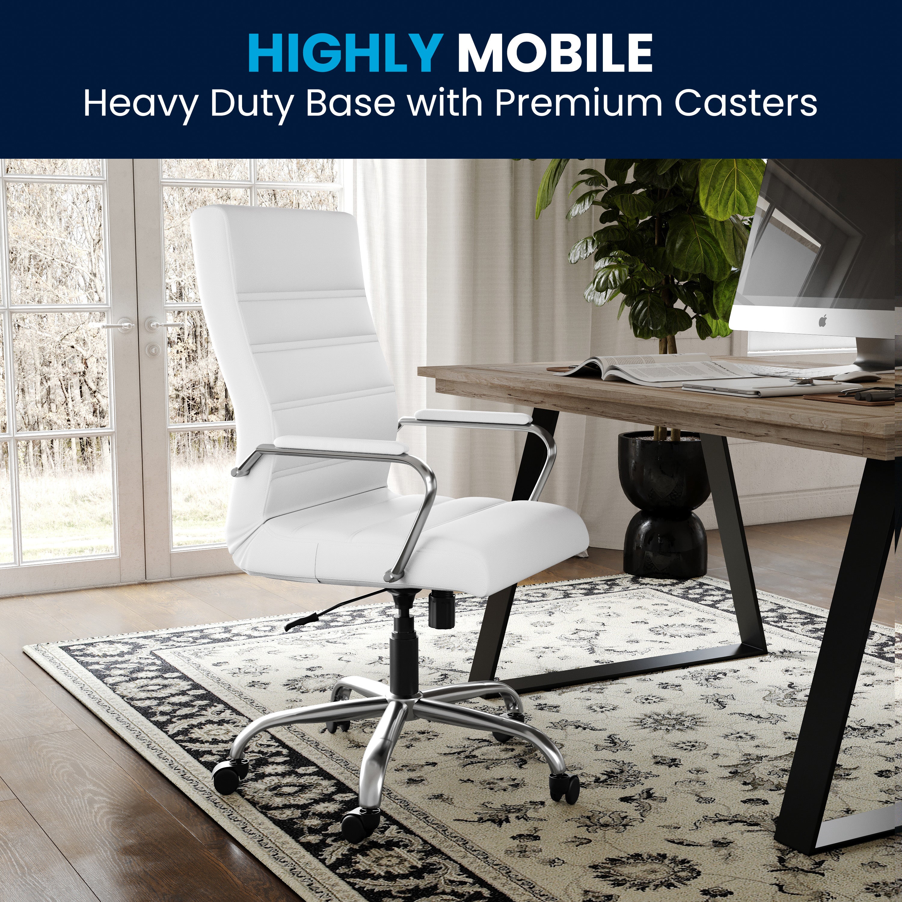 High Back Executive Swivel Office Chair with Metal Frame and Arms