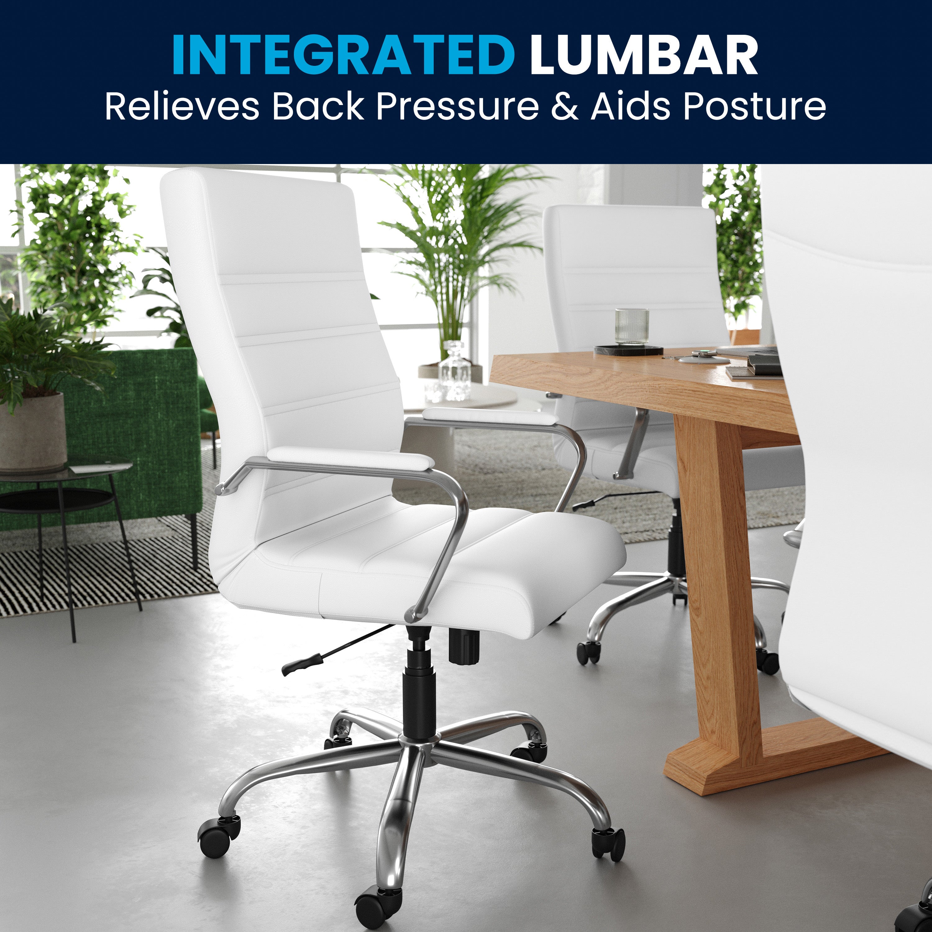 High Back Executive Swivel Office Chair with Metal Frame and Arms