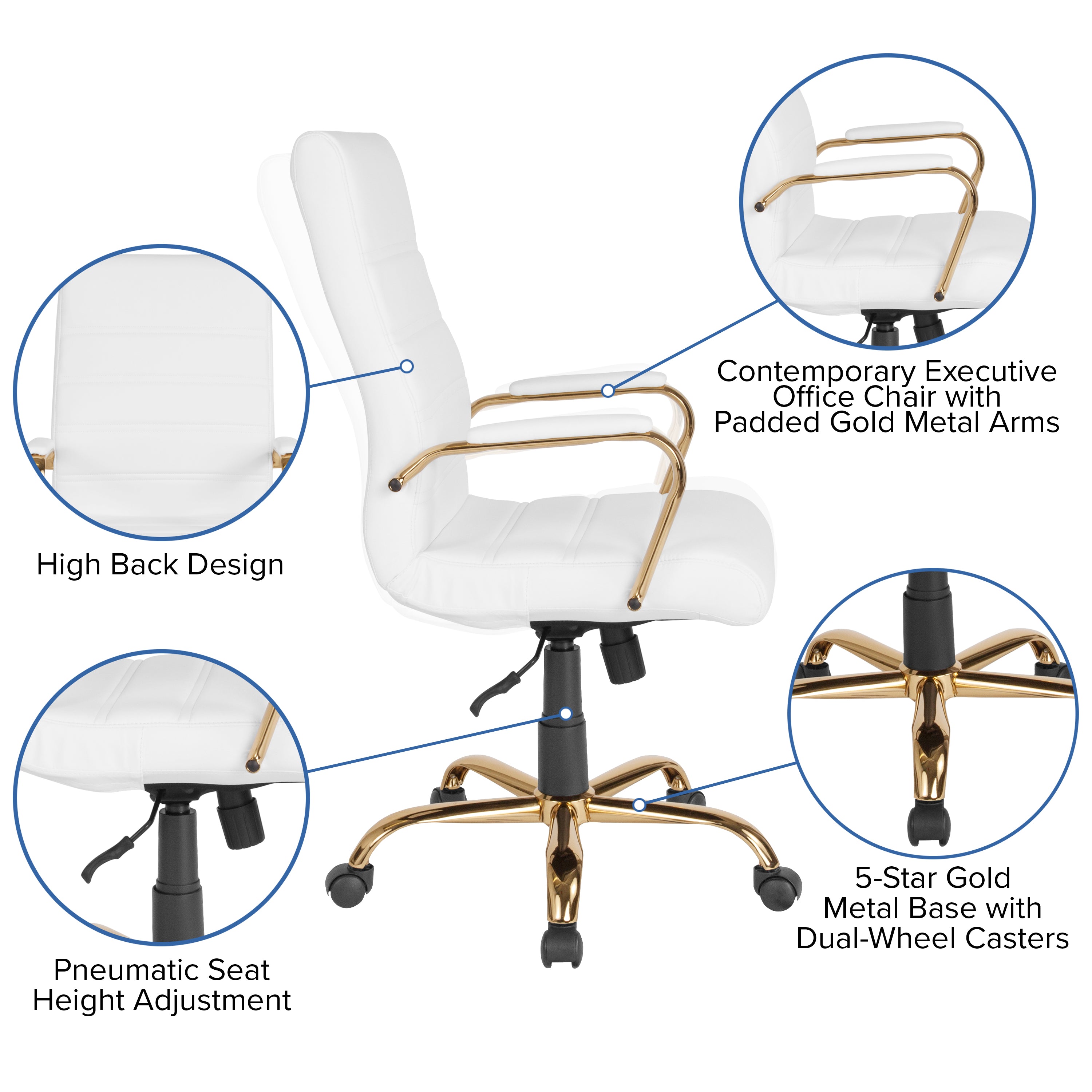 High Back Executive Swivel Office Chair with Metal Frame and Arms-Office Chair-Flash Furniture-Wall2Wall Furnishings
