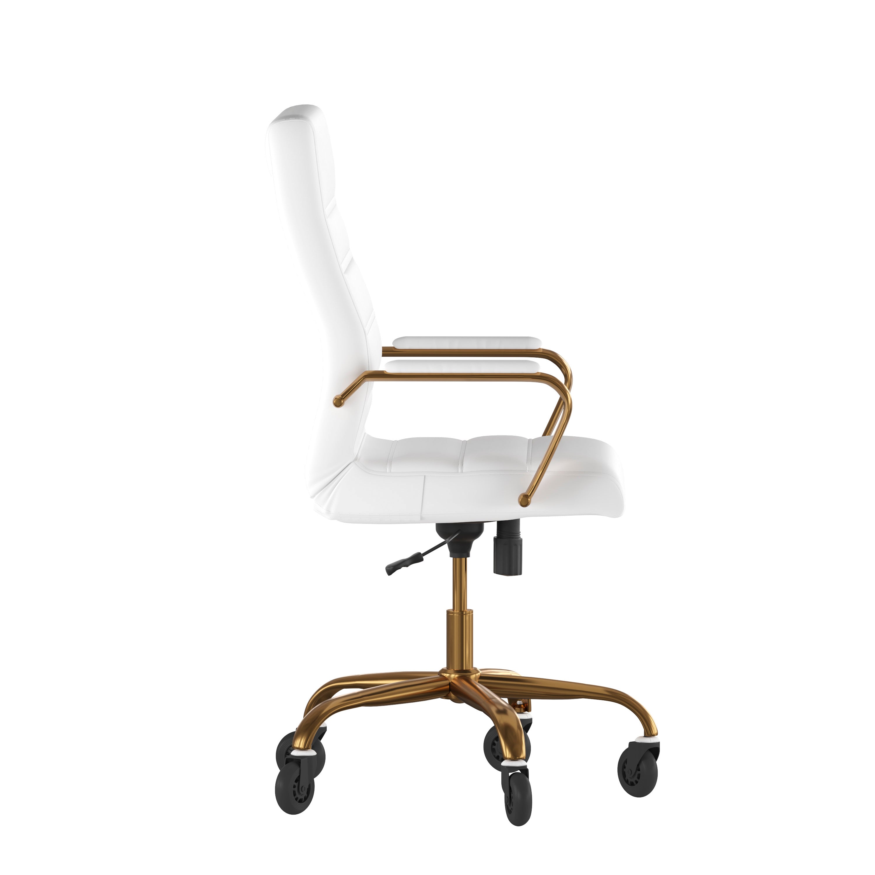 Whitney High Back Executive Swivel Office Chair with Black Frame, Arms, and Transparent Roller Wheels