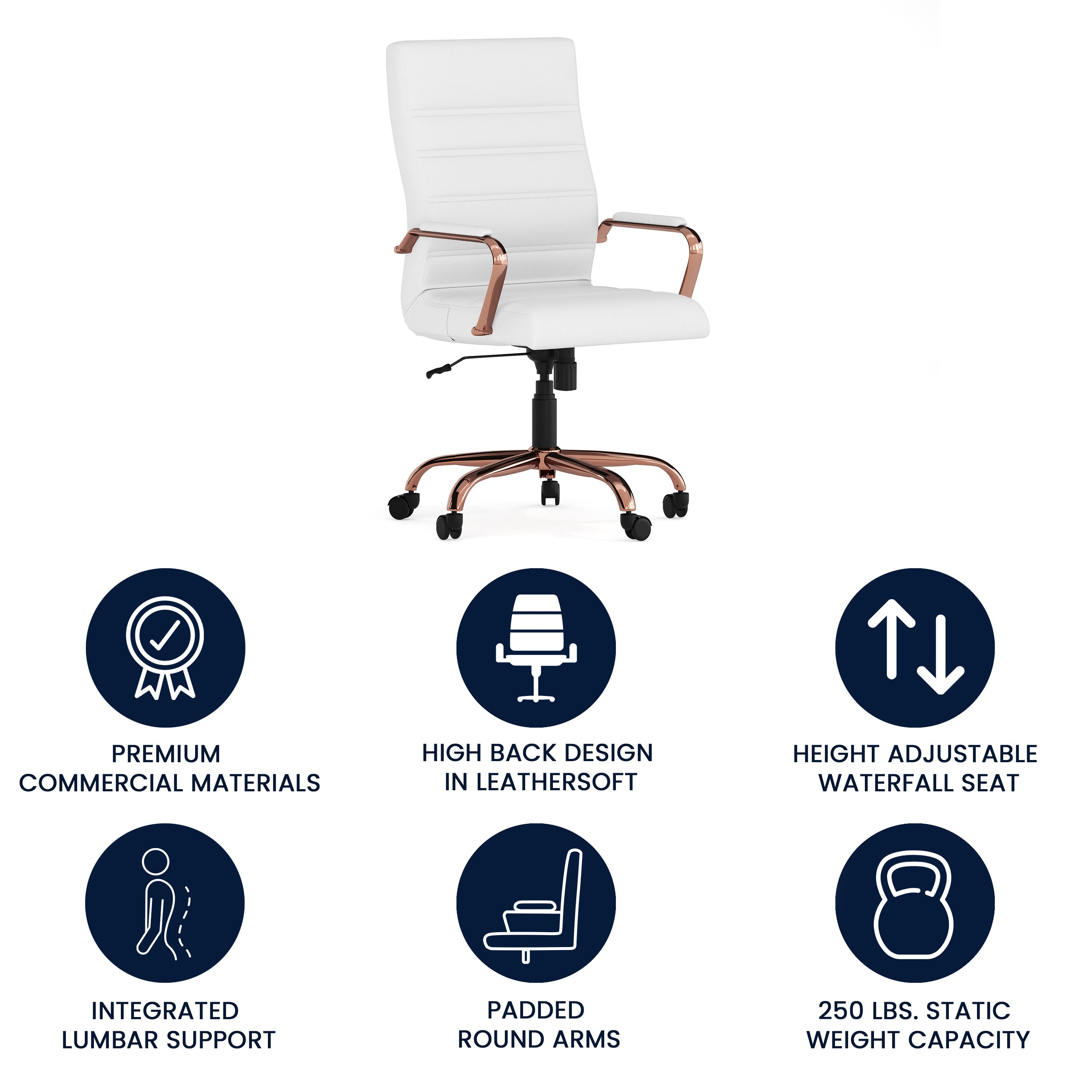 High Back Executive Swivel Office Chair with Metal Frame and Arms