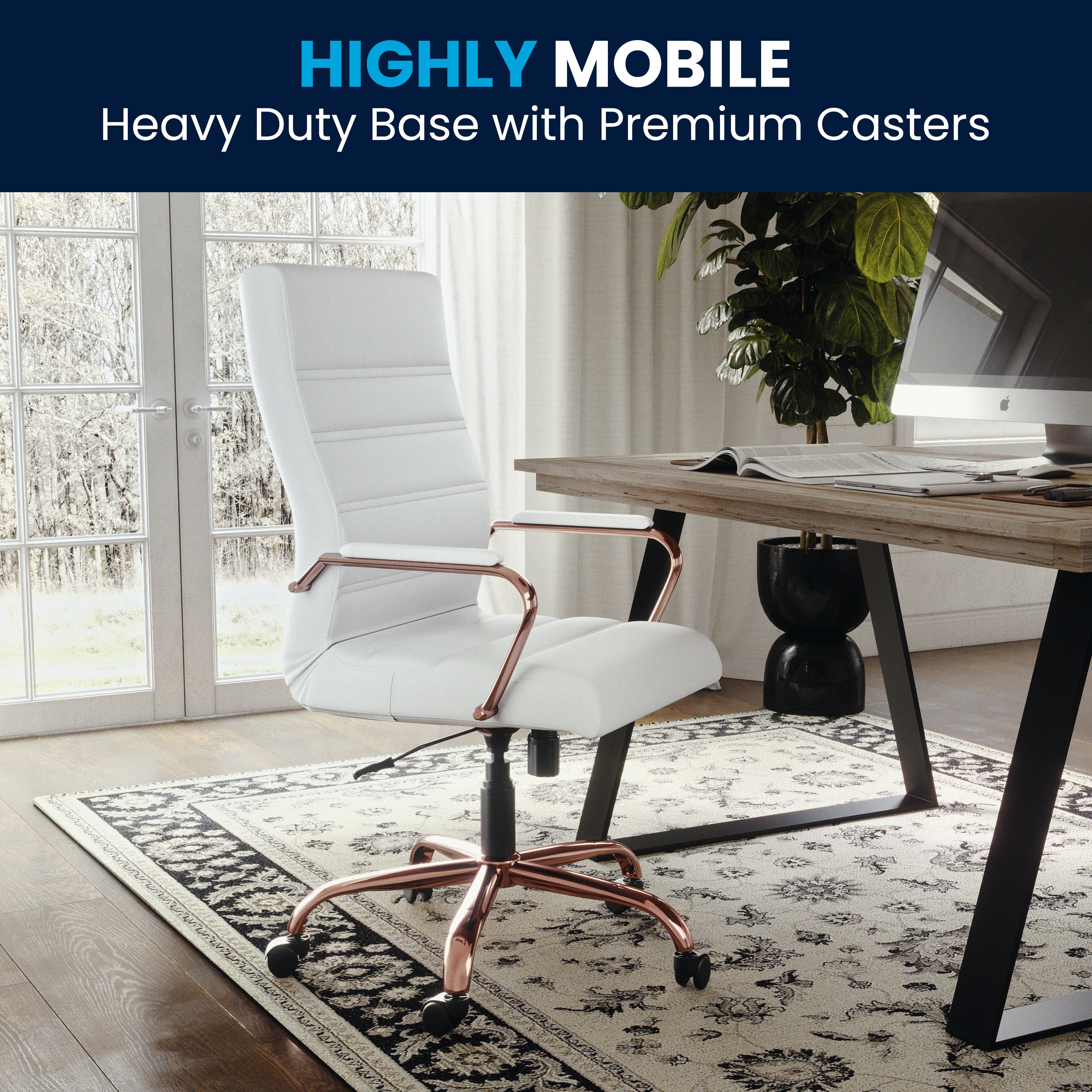 High Back Executive Swivel Office Chair with Metal Frame and Arms