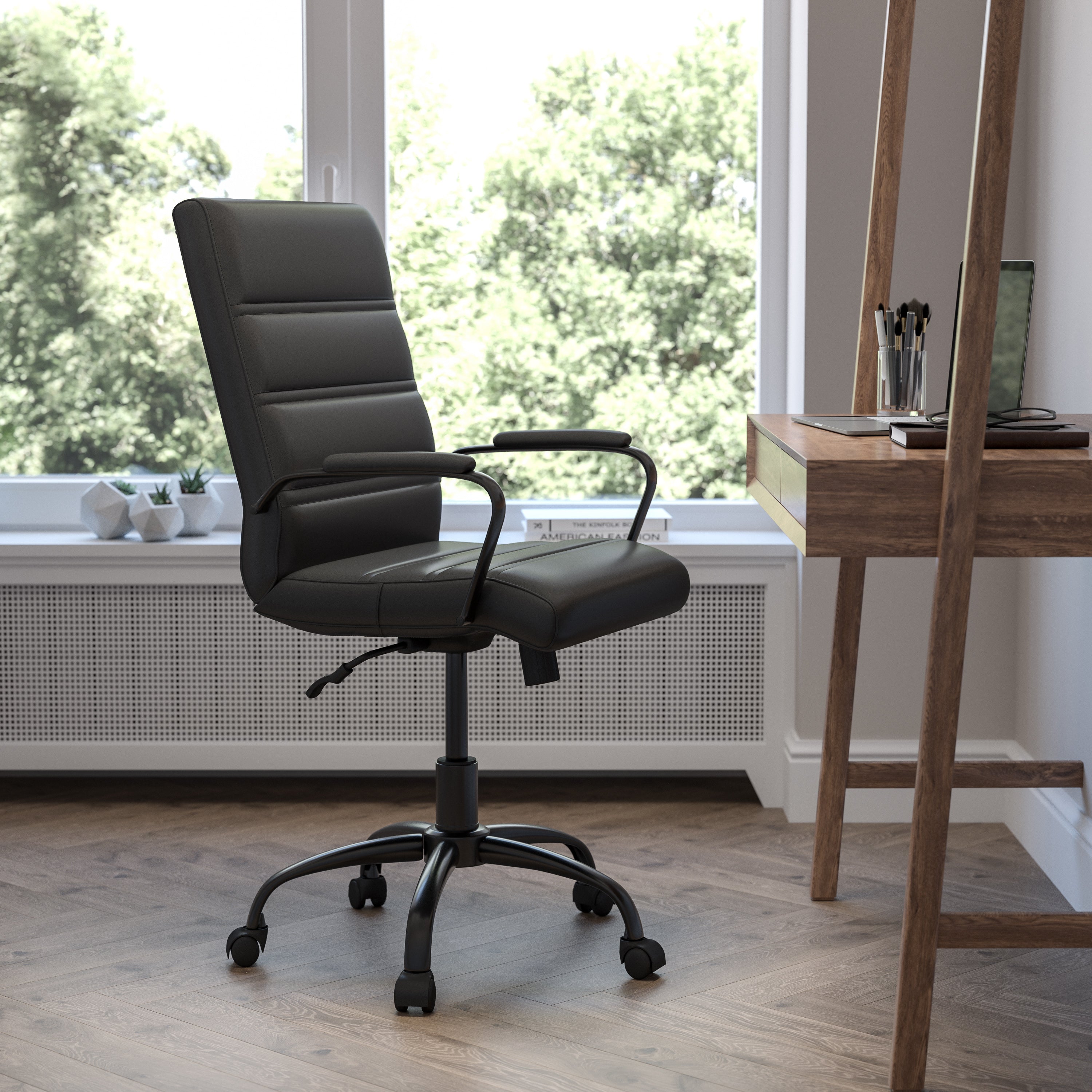 Mid-Back Executive Swivel Office Chair with Metal Frame and Arms