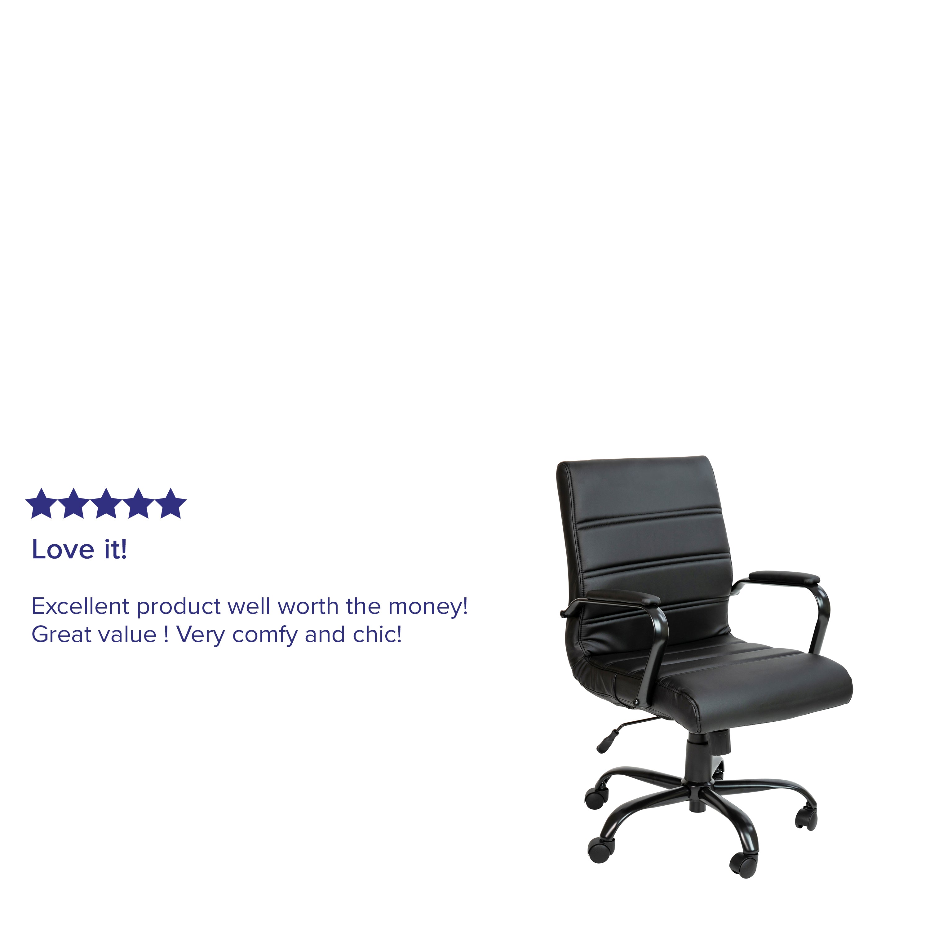 Mid-Back Executive Swivel Office Chair with Metal Frame and Arms