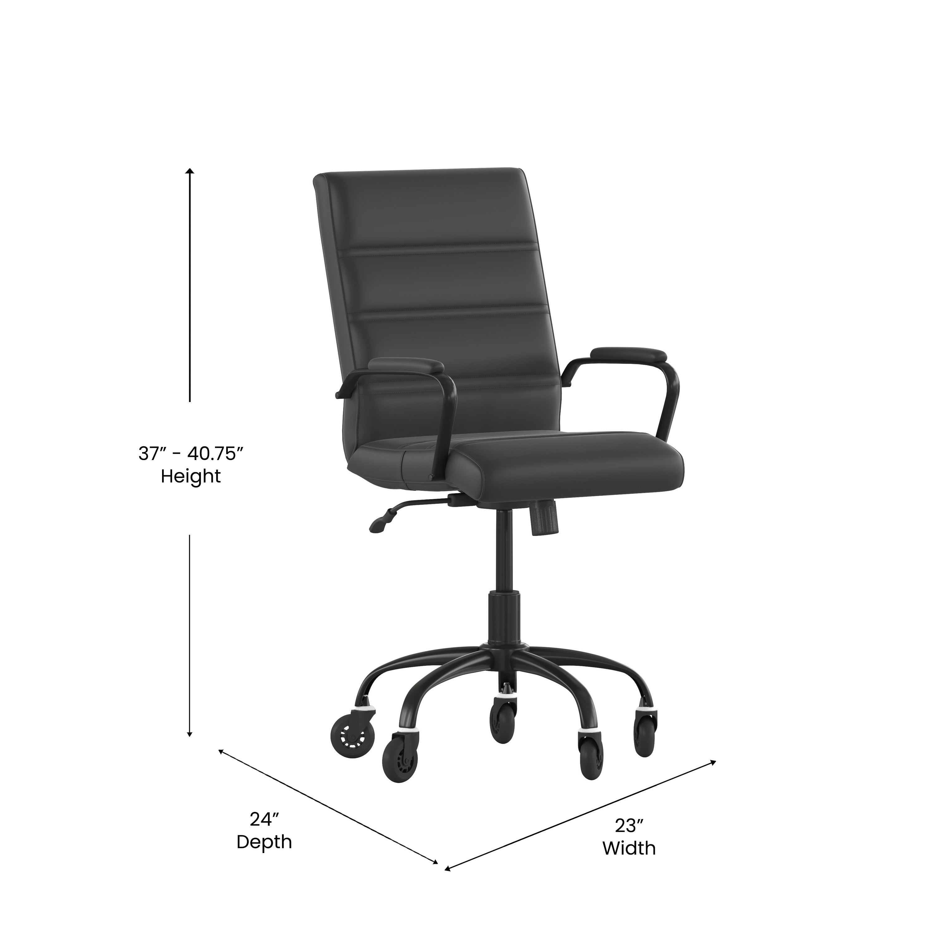 Camilia Mid-Back Executive Swivel Office Chair with Arms, and Transparent Roller Wheels