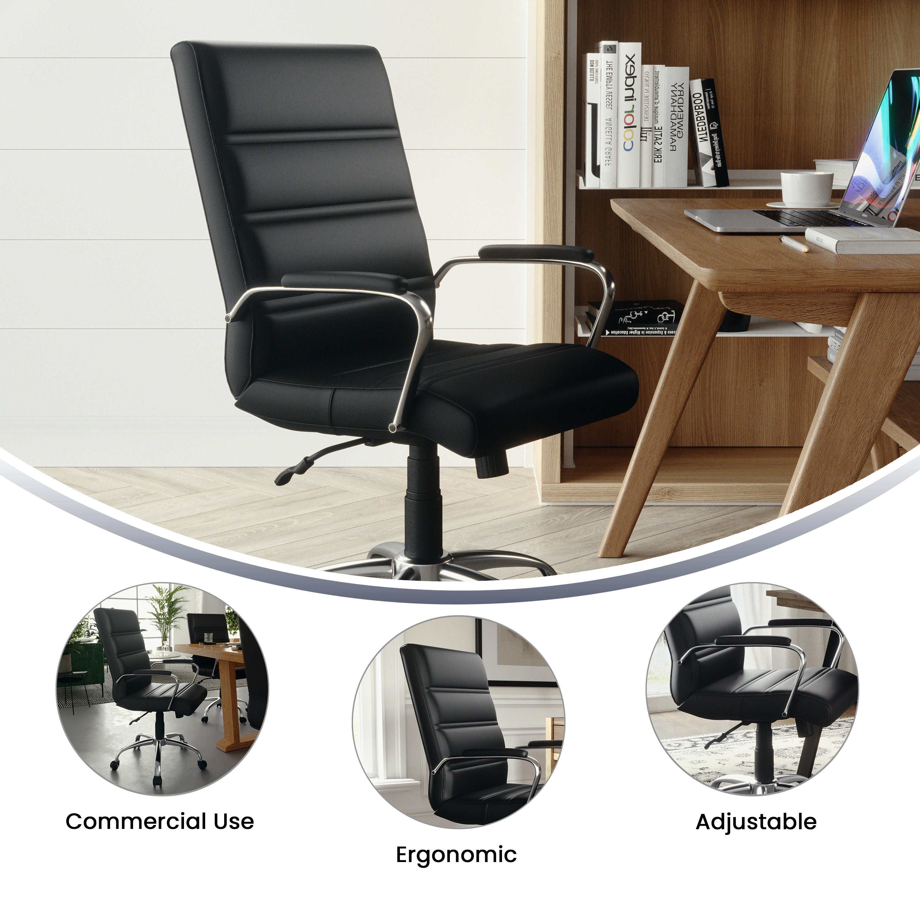 Mid-Back Executive Swivel Office Chair with Metal Frame and Arms