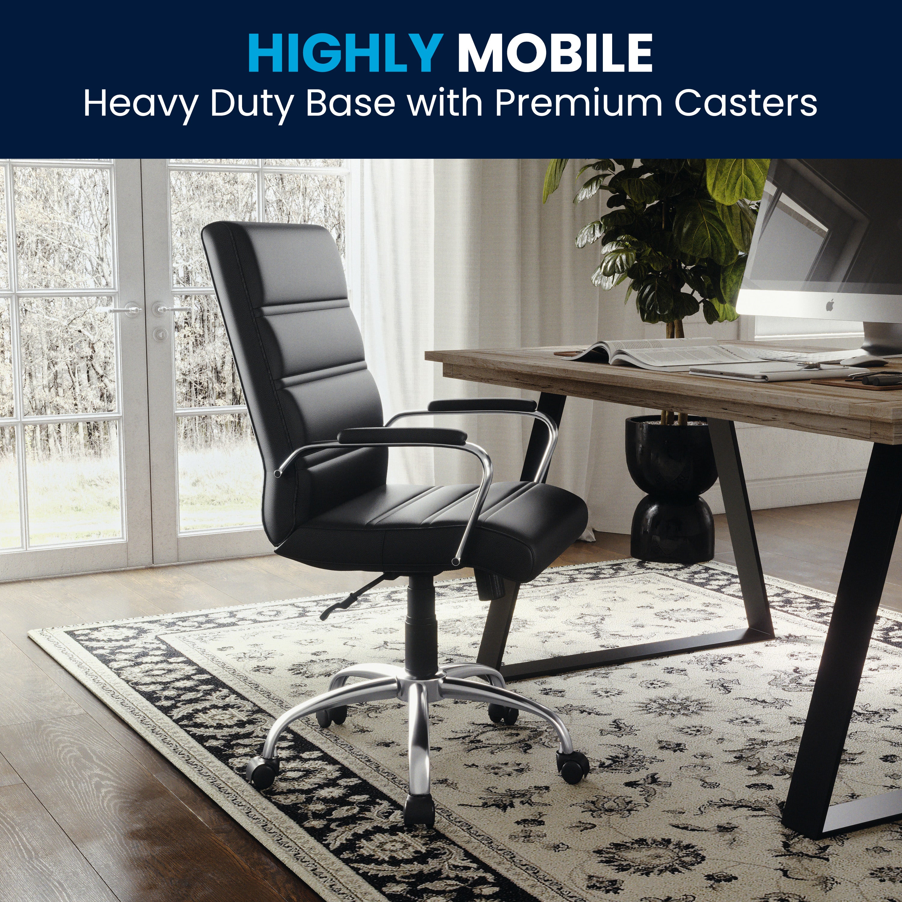 Mid-Back Executive Swivel Office Chair with Metal Frame and Arms