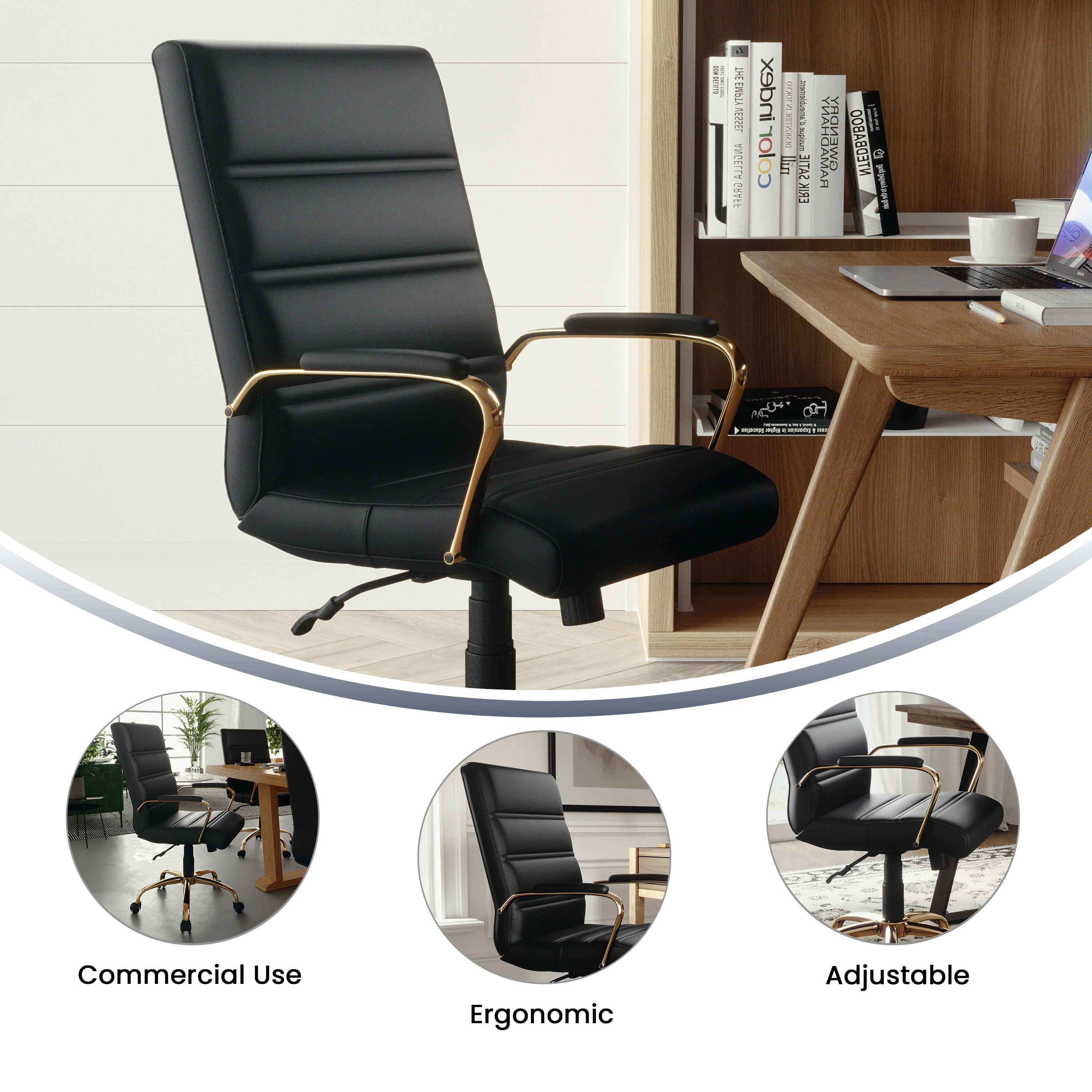 Mid-Back Executive Swivel Office Chair with Metal Frame and Arms