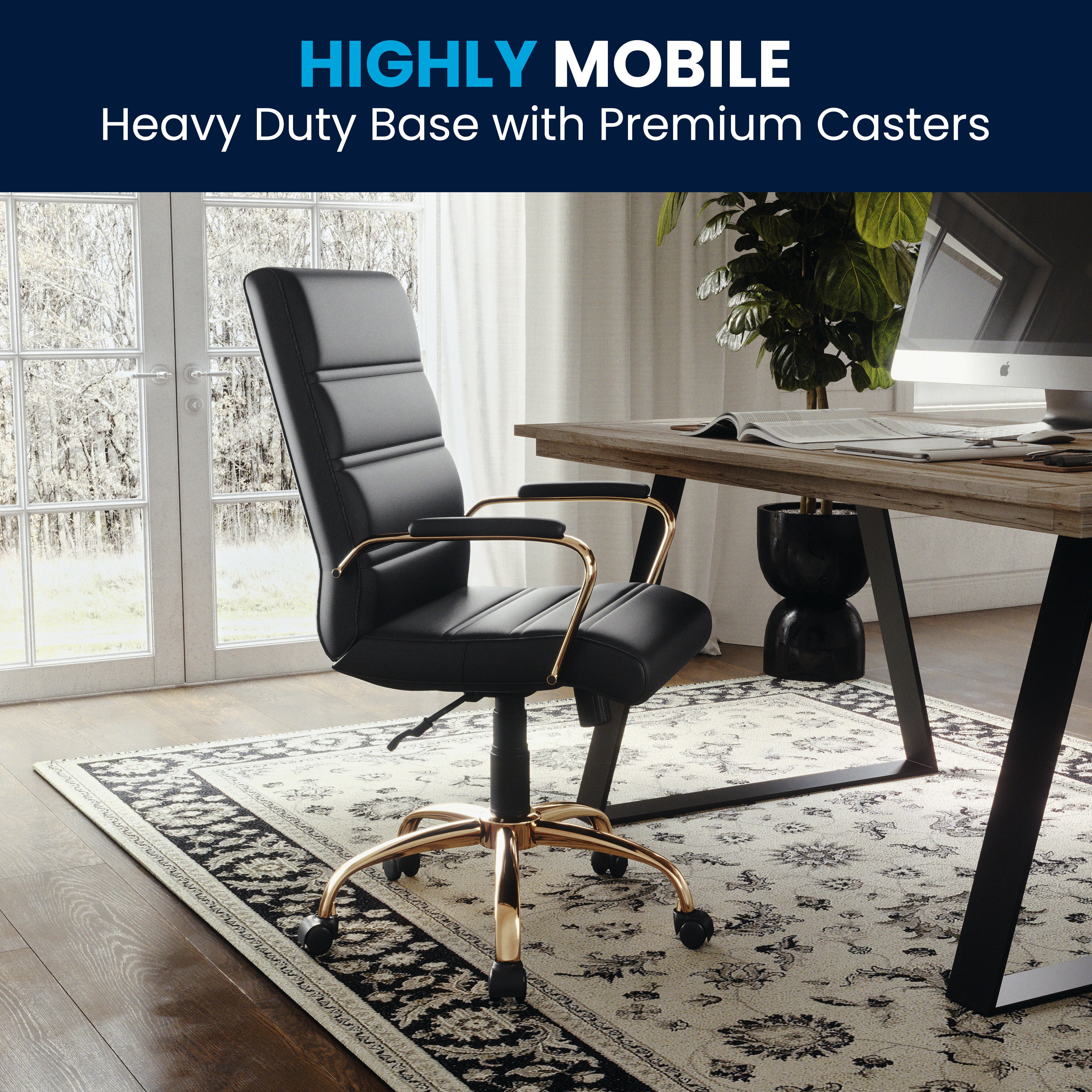 Mid-Back Executive Swivel Office Chair with Metal Frame and Arms