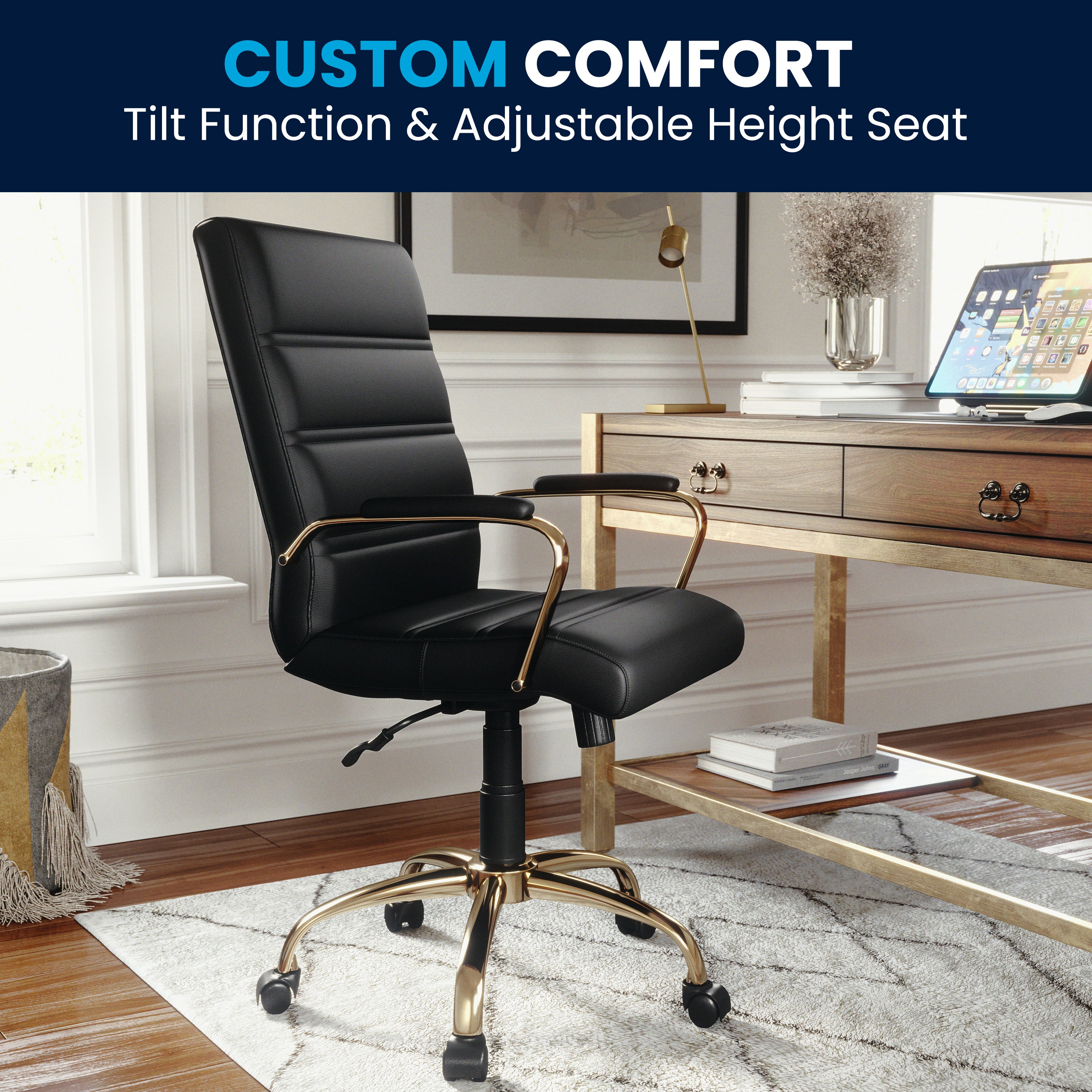 Mid-Back Executive Swivel Office Chair with Metal Frame and Arms