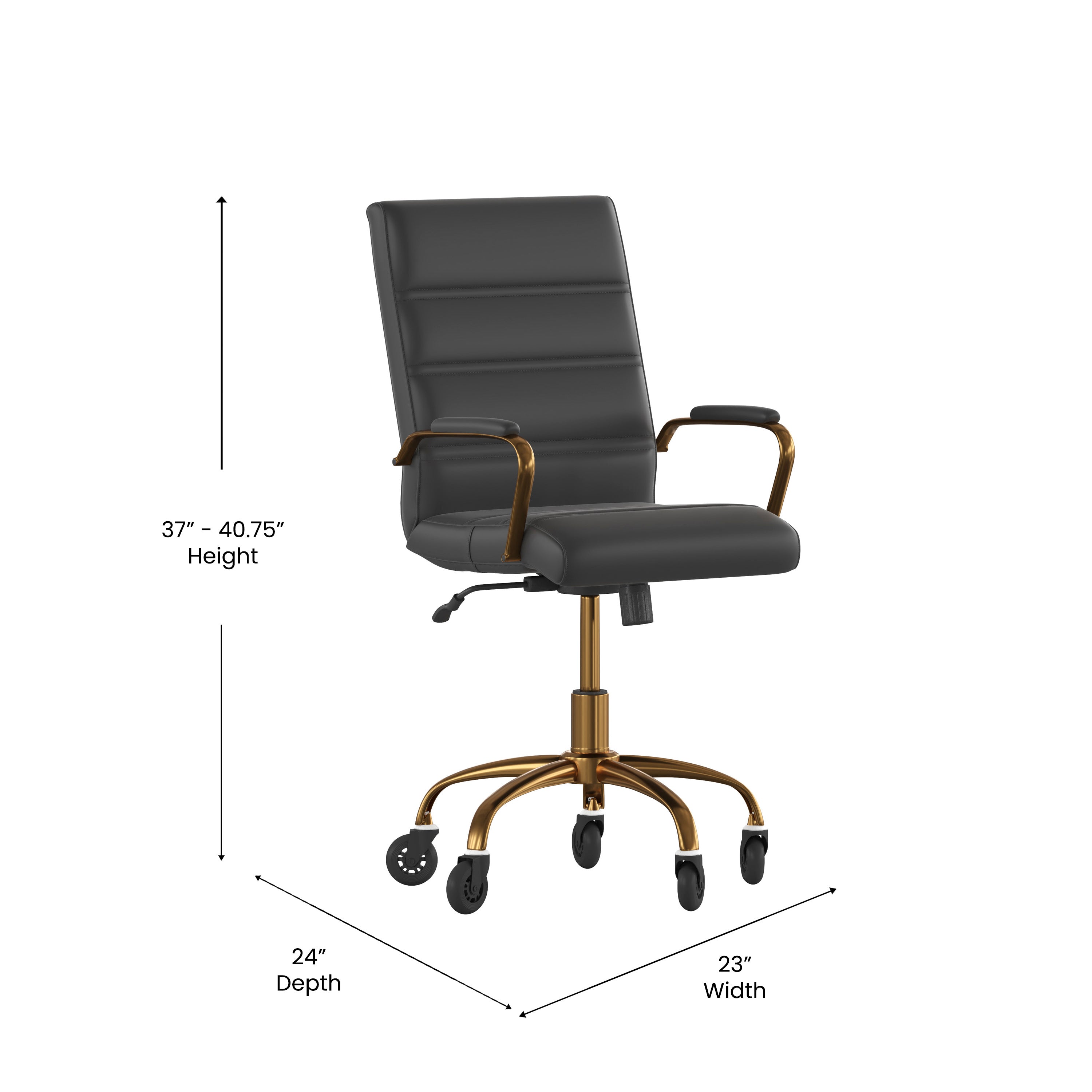 Camilia Mid-Back Executive Swivel Office Chair with Arms, and Transparent Roller Wheels