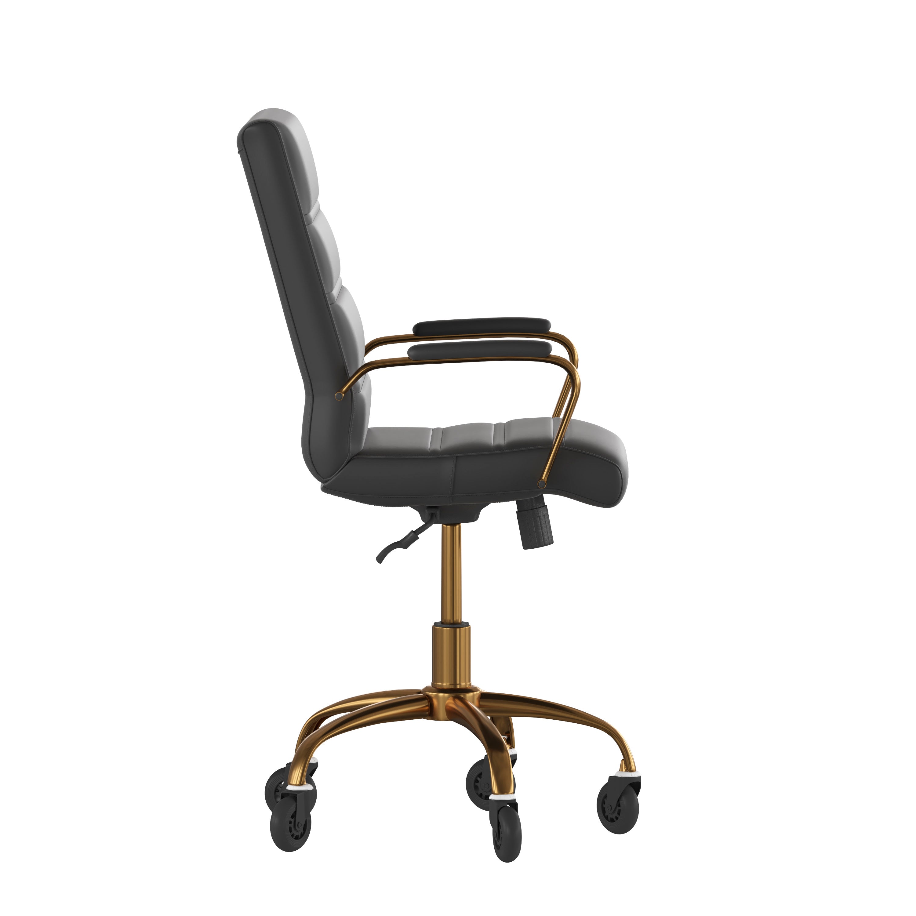 Camilia Mid-Back Executive Swivel Office Chair with Arms, and Transparent Roller Wheels