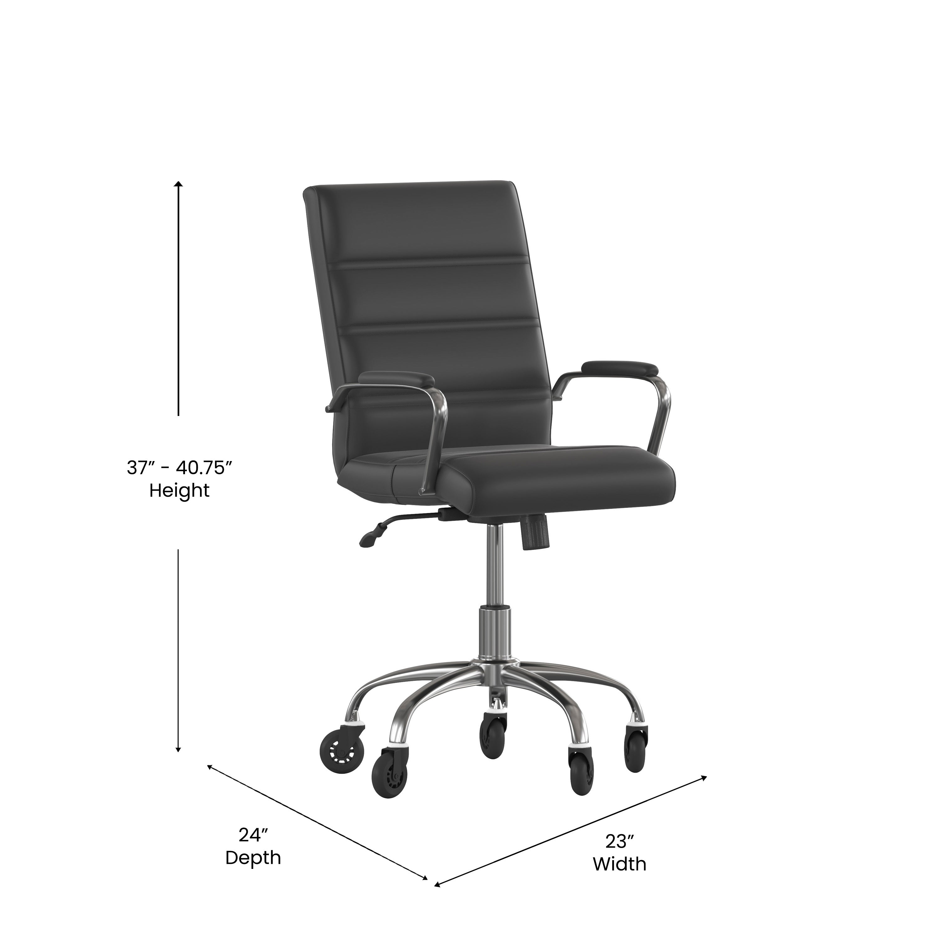 Camilia Mid-Back Executive Swivel Office Chair with Arms, and Transparent Roller Wheels