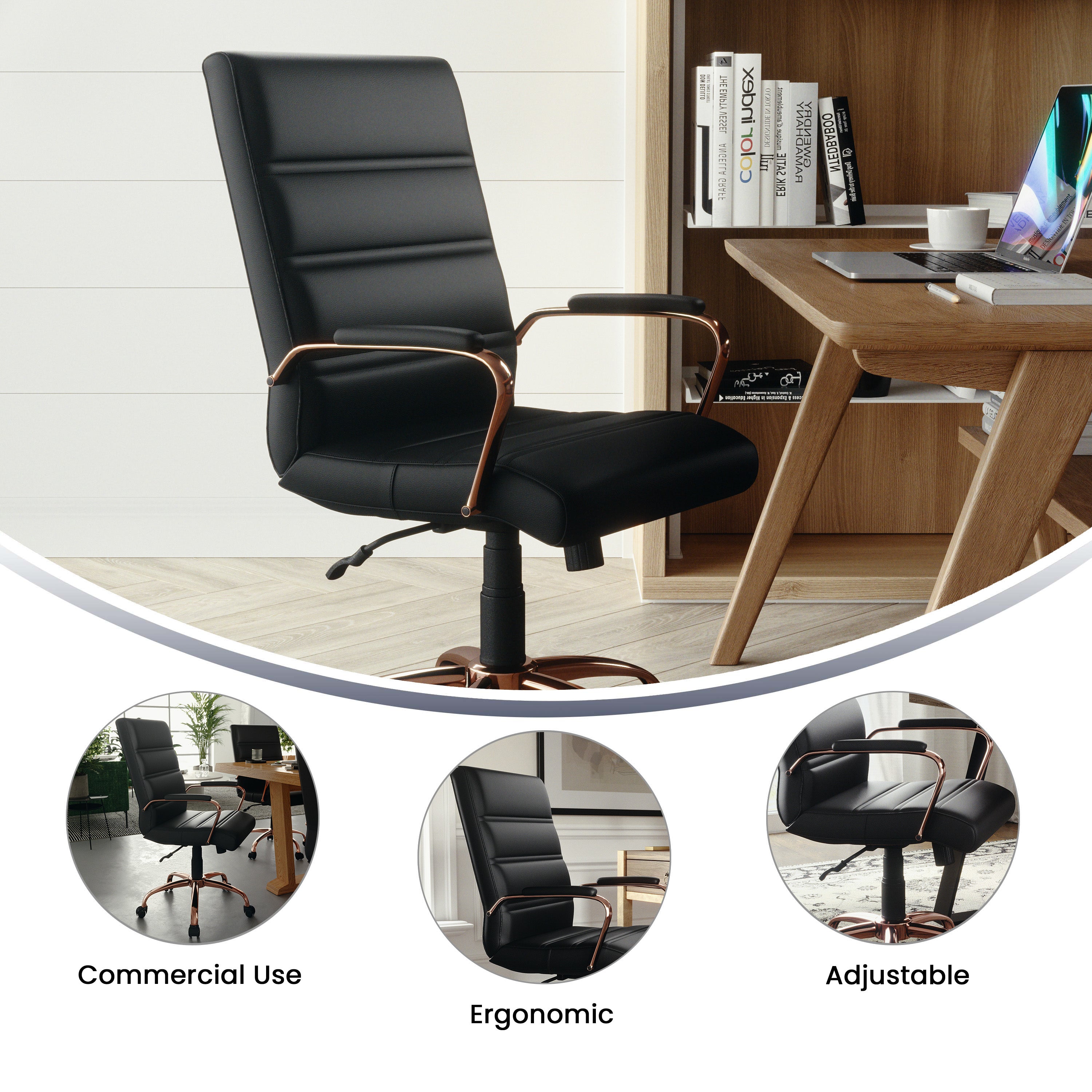 Mid-Back Executive Swivel Office Chair with Metal Frame and Arms