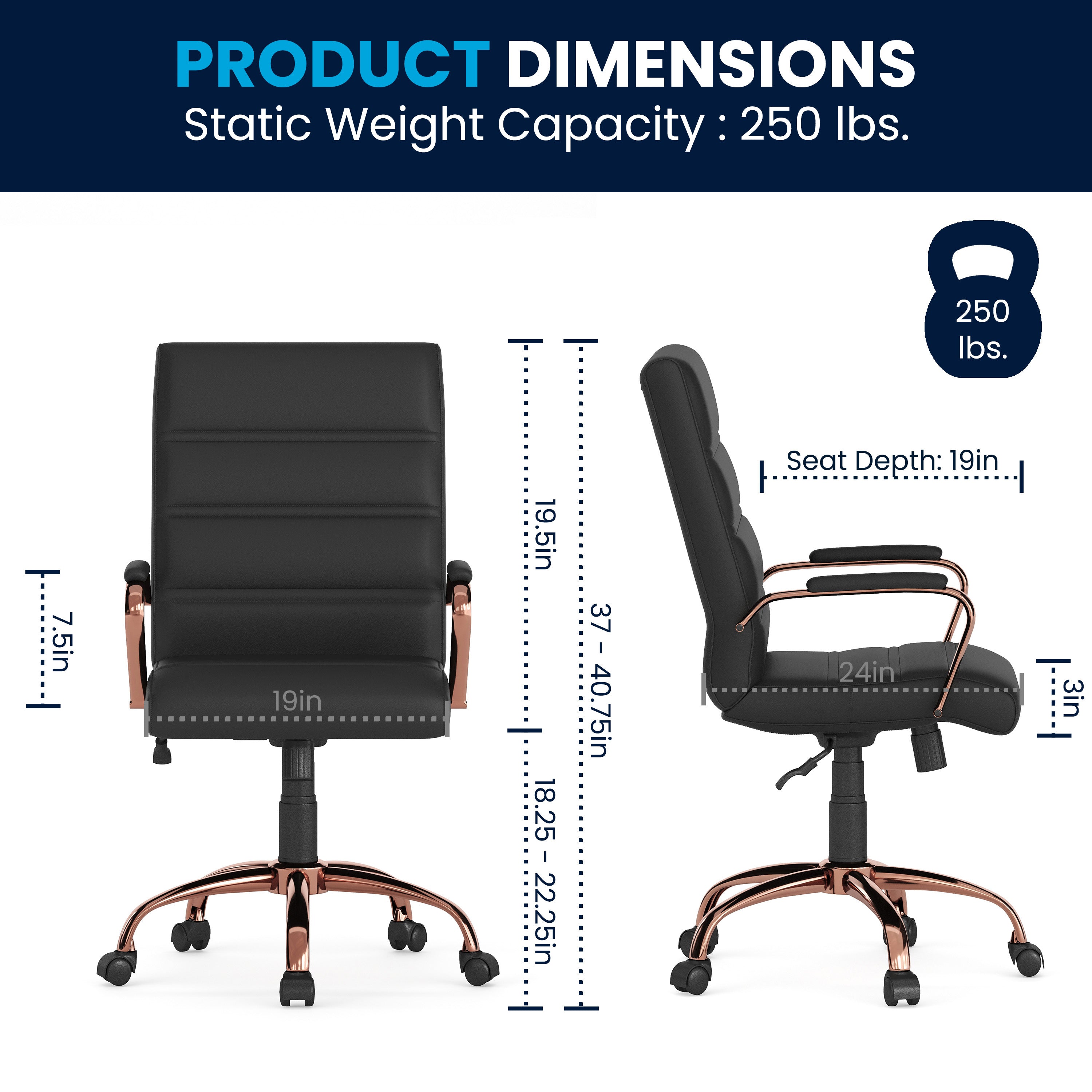 Mid-Back Executive Swivel Office Chair with Metal Frame and Arms