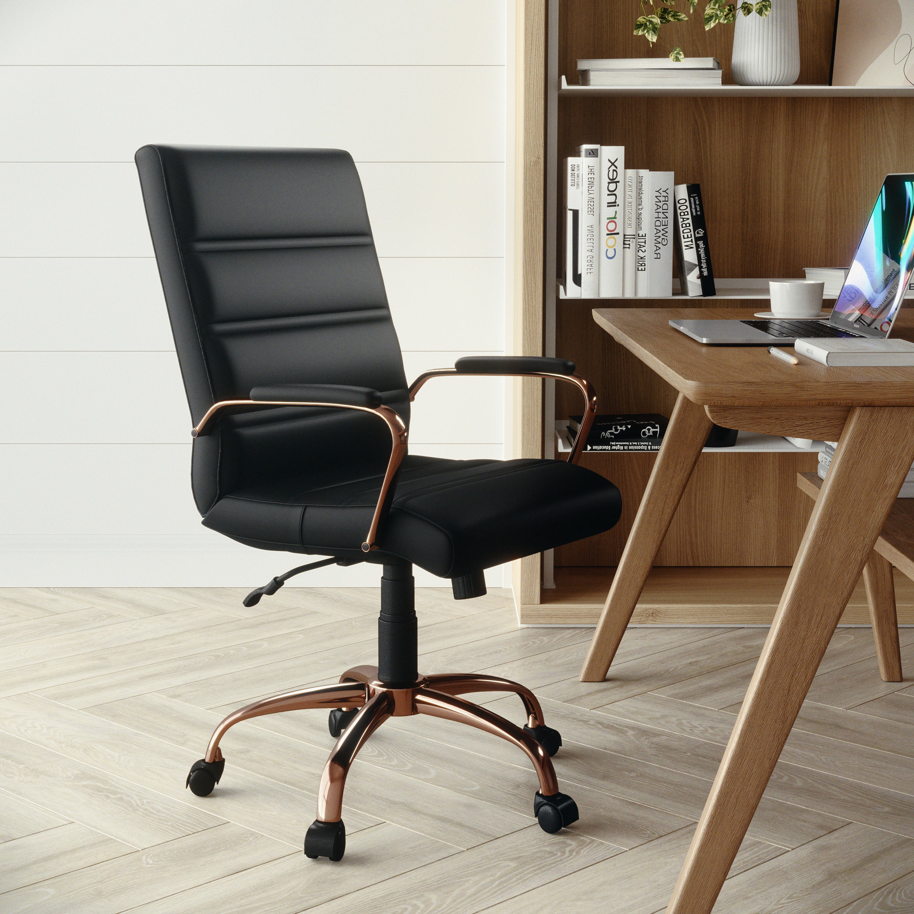 Mid-Back Executive Swivel Office Chair with Metal Frame and Arms
